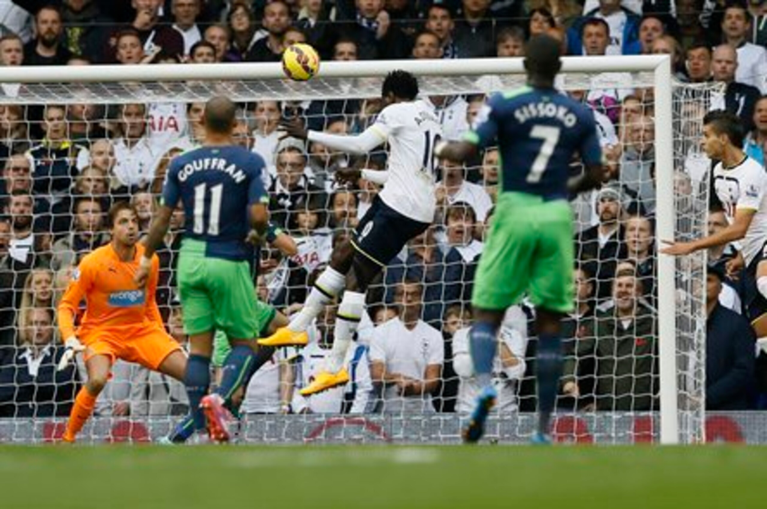 Emmanuel Adebayor headed Tottenham's opener but was non-existent thereafter.