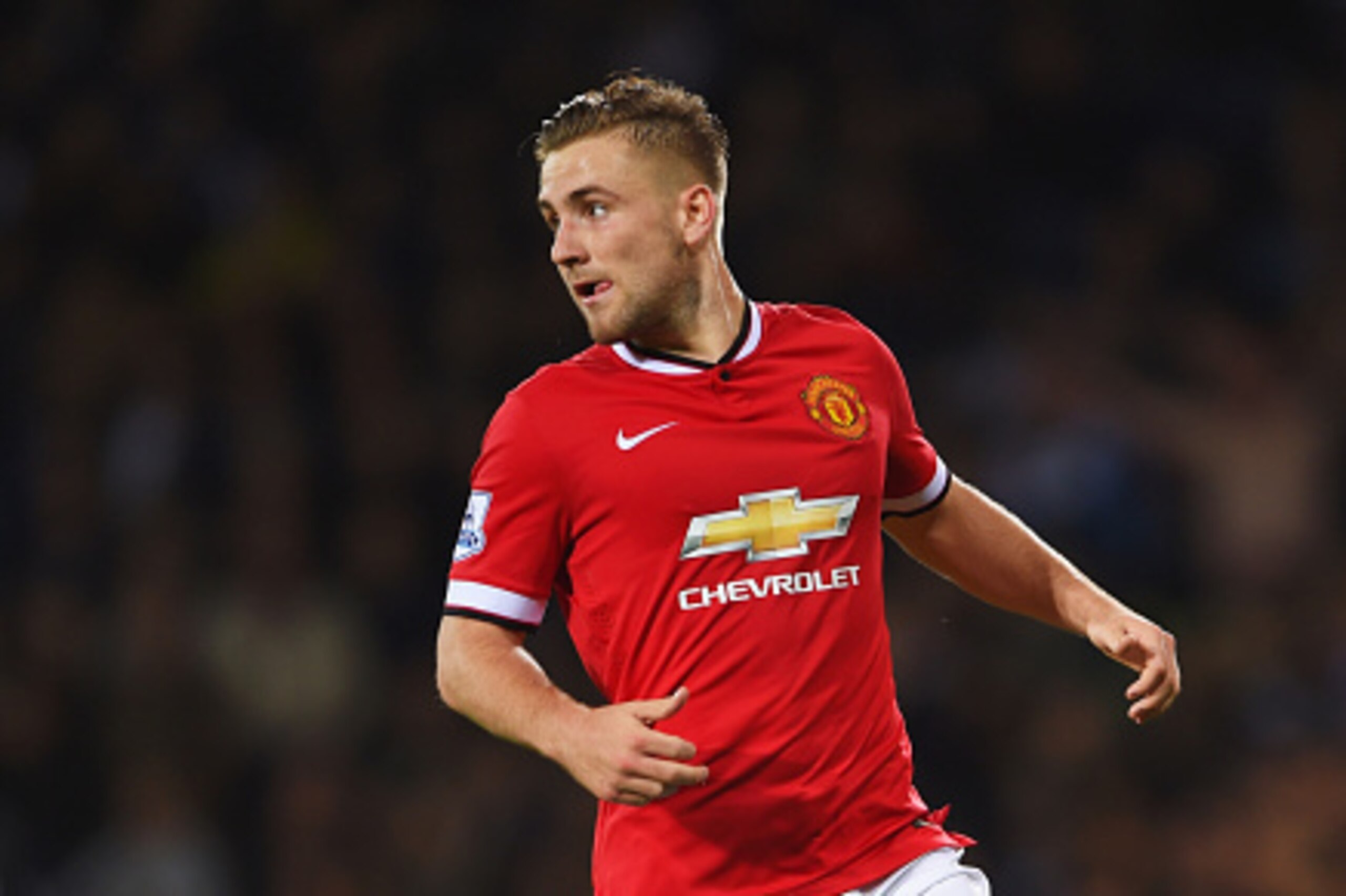 WEST BROMWICH, ENGLAND - OCTOBER 20:  Luke Shaw of Manchester United in action during the Barclays Premier League match between West Bromwich Albion and Manchester United at The Hawthorns on October 20, 2014 in West Bromwich, England.  (Photo by Michael R