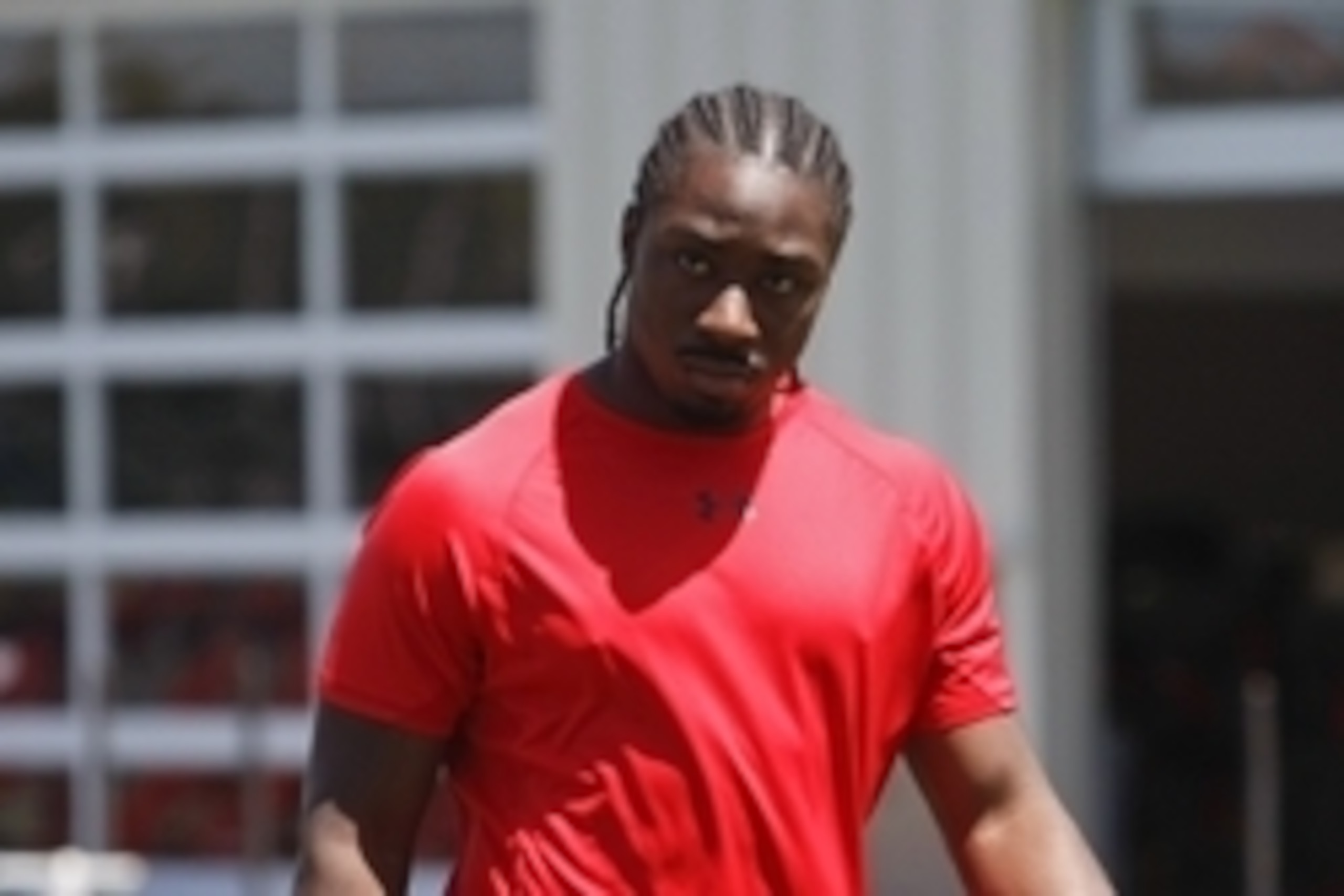 May 22, 2013; Santa Clara, CA, USA; San Francisco 49ers running back Marcus Lattimore heads towards the locker room during organized team activities at the 49ers training complex. Mandatory Credit: Kelley L Cox-USA TODAY Sports