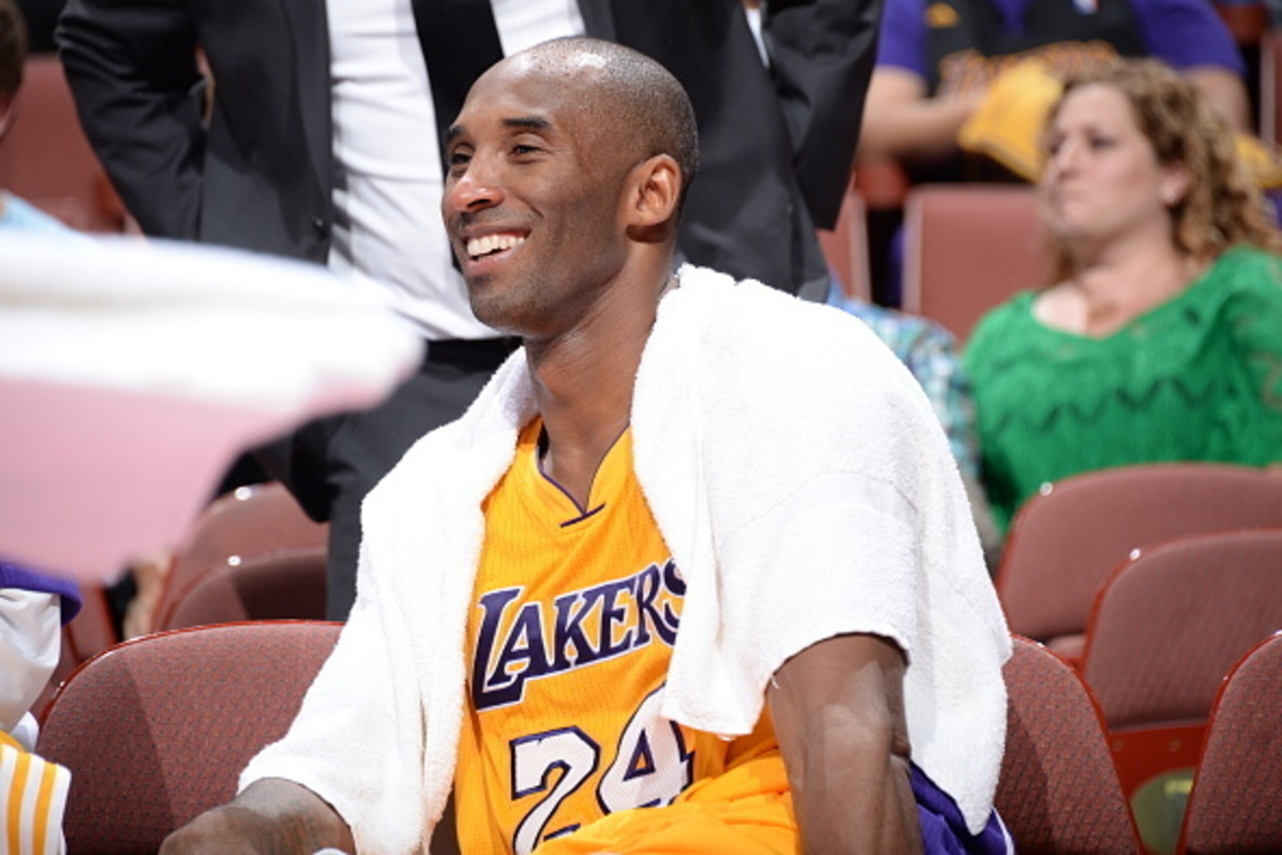 ANAHEIM, CA - OCTOBER 21: Kobe Bryant #24 of the Los Angeles Lakers looks on during a game against the Phoenix Suns on October 21, 2014 at the Honda Center in Anaheim, California. NOTE TO USER:  User expressly acknowledges and agrees that, by downloading 