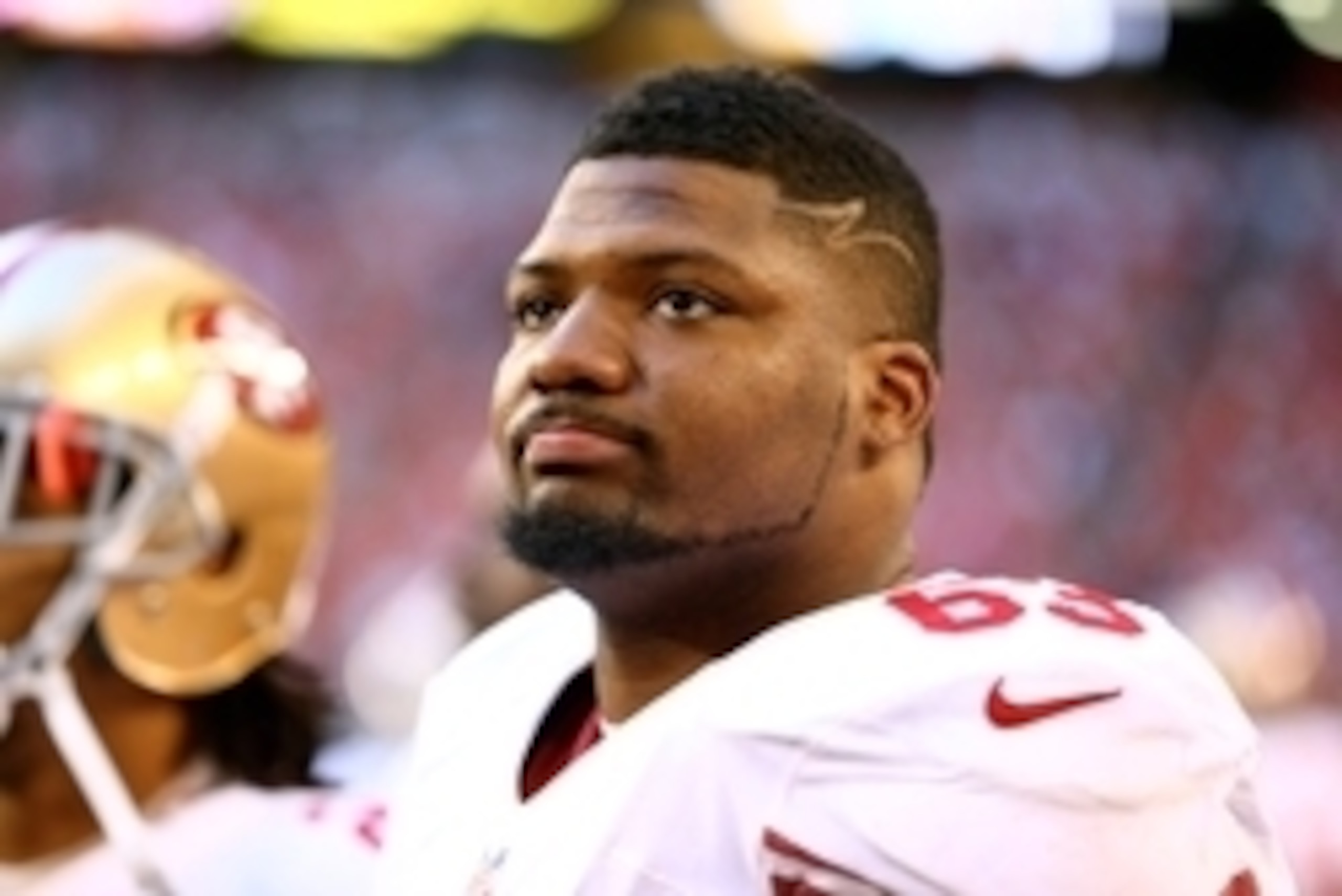 Dec 29, 2013; Phoenix, AZ, USA; San Francisco 49ers defensive tackle Tony Jerod-Eddie (63) against the Arizona Cardinals at University of Phoenix Stadium. Mandatory Credit: Mark J. Rebilas-USA TODAY Sports Dec 29, 2013; Phoenix, AZ, USA; San Francisco 49ers defensive tackle Tony Jerod-Eddie (63) against the Arizona Cardinals at University of Phoenix Stadium. Mandatory Credit: Mark J. Rebilas-USA TODAY Sports