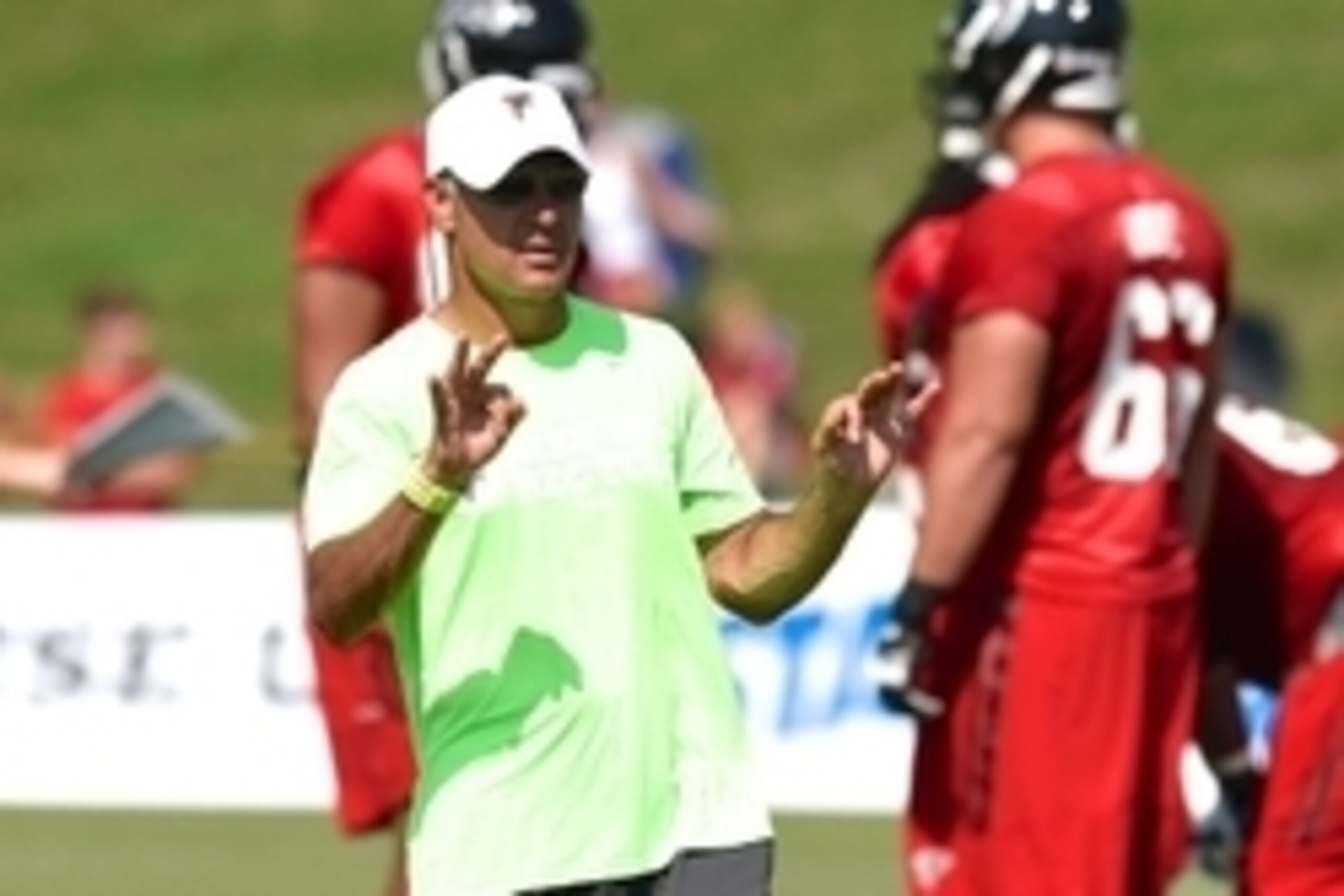 Jul 26, 2014; Atlanta, GA, USA; Atlanta Falcons defensive coordinator Mike Nolan shown on the field during training camp at Falcons Training Complex. Mandatory Credit: Dale Zanine-USA TODAY Sports Jul 26, 2014; Atlanta, GA, USA; Atlanta Falcons defensive coordinator Mike Nolan shown on the field during training camp at Falcons Training Complex. Mandatory Credit: Dale Zanine-USA TODAY Sports