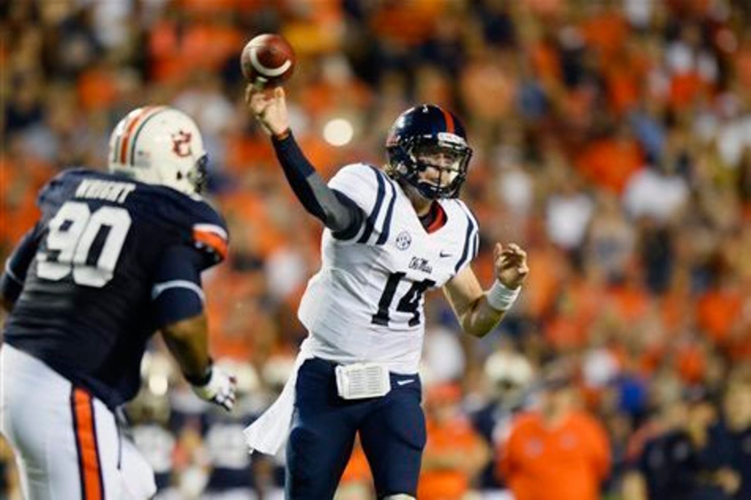 Ole Miss QB Bo Wallace and Auburn DT Gabe Wright