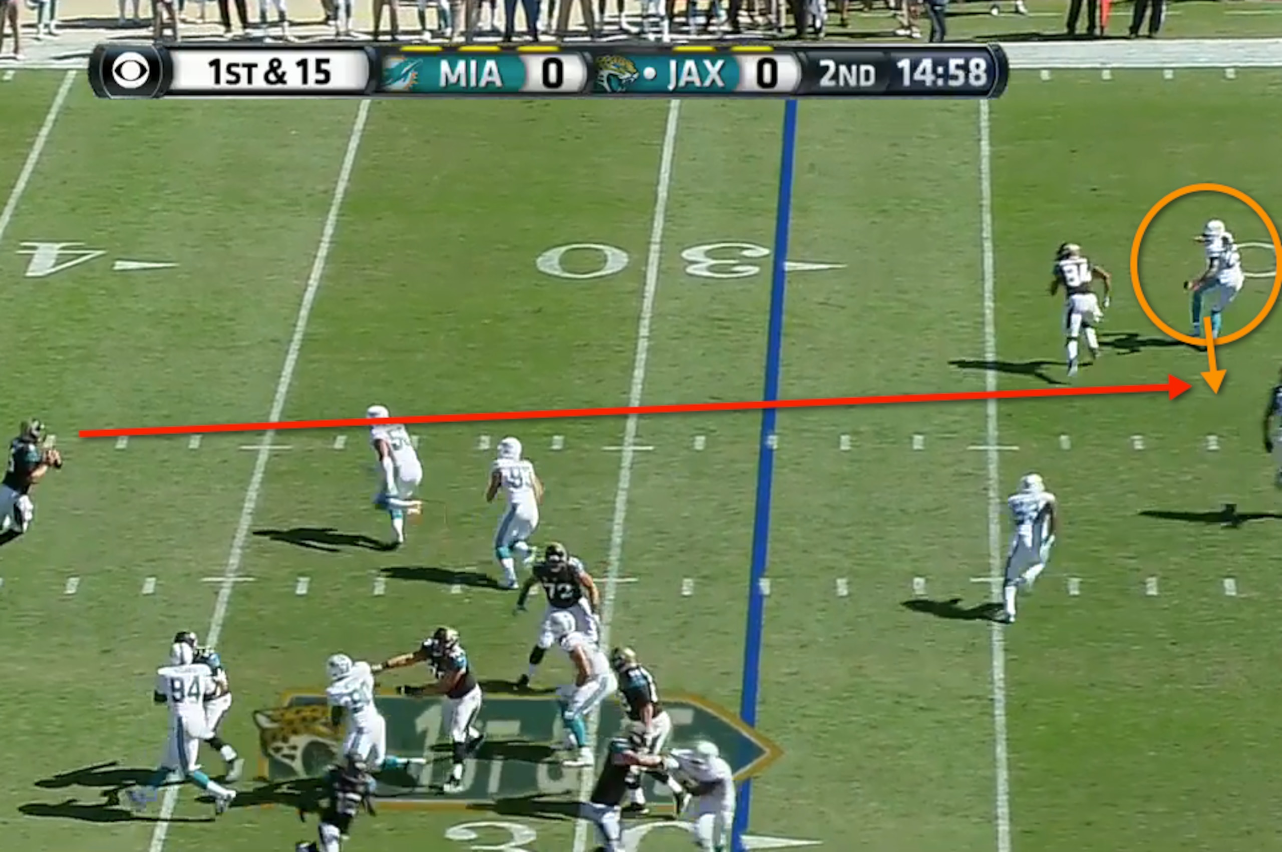 Delmas baited Blake Bortles into throwing the ball, making an easy interception.