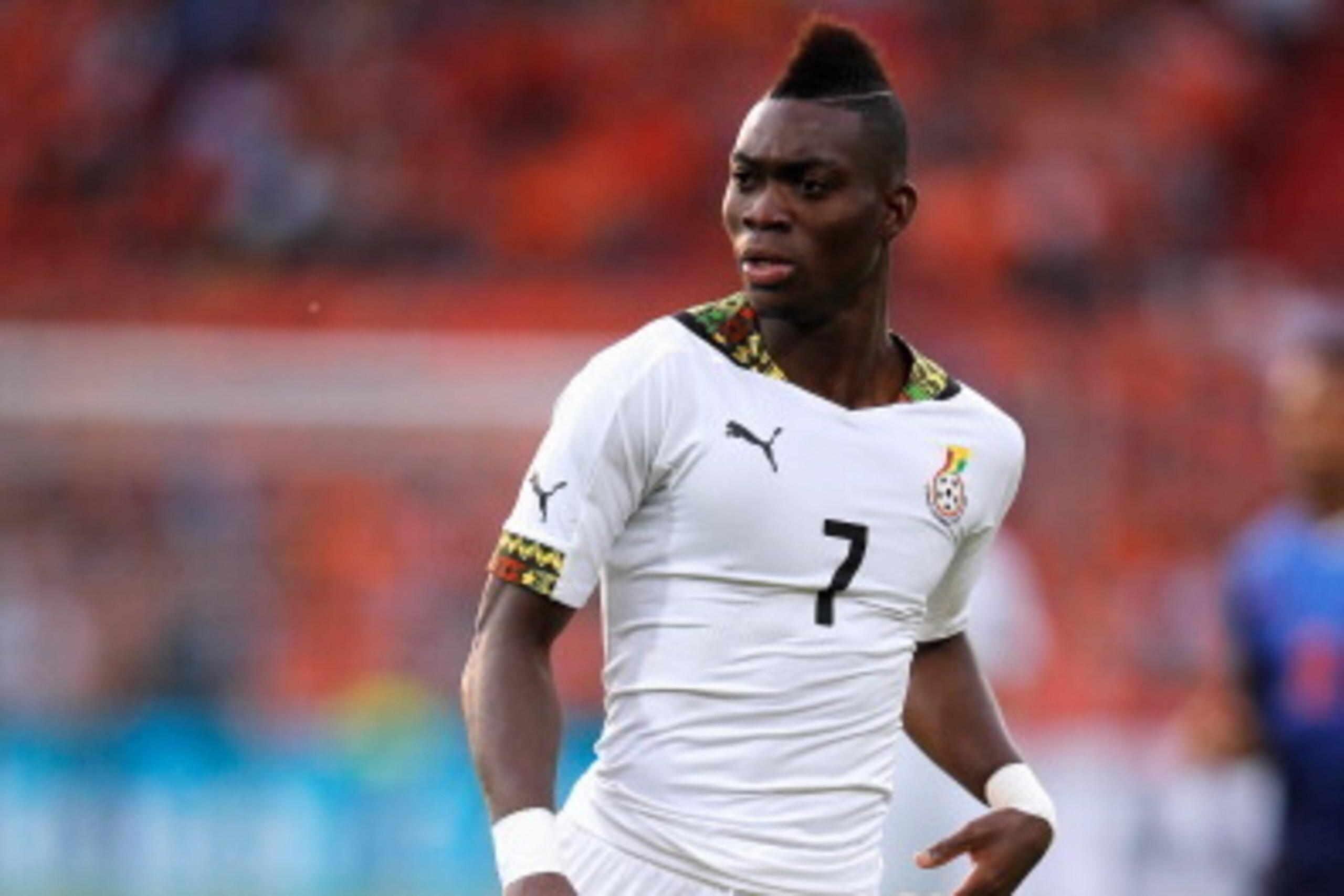 ROTTERDAM, NETHERLANDS - MAY 31:  Christian Atsu of Ghana in action during the International Friendly match between Netherlands and Ghana at De Kuip on May 31, 2014 in Rotterdam, Netherlands.  (Photo by Dean Mouhtaropoulos/Getty Images)