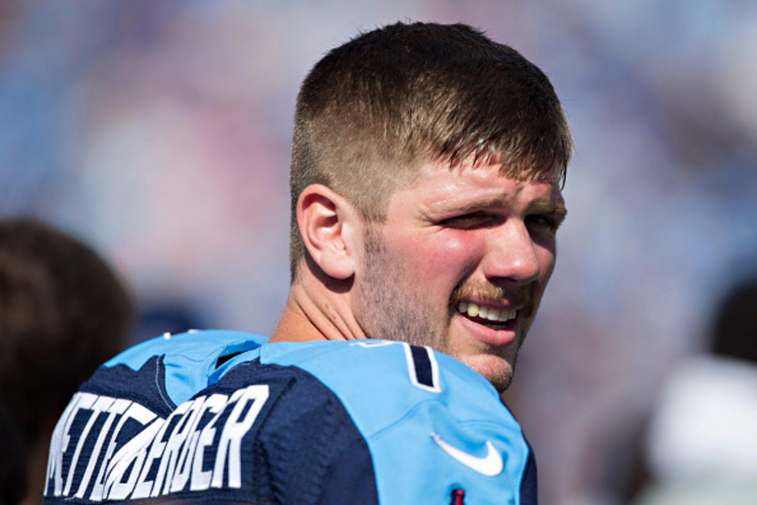 NASHVILLE, TN - OCTOBER 26:  Zach Mettenberger #7 of the Tennessee Titans on the sidelines during a game against the Houston Texans at LP Field on October 26, 2014 in Nashville, Tennessee.  The Texans defeated the Titans 30-16.  (Photo by Wesley Hitt/Gett