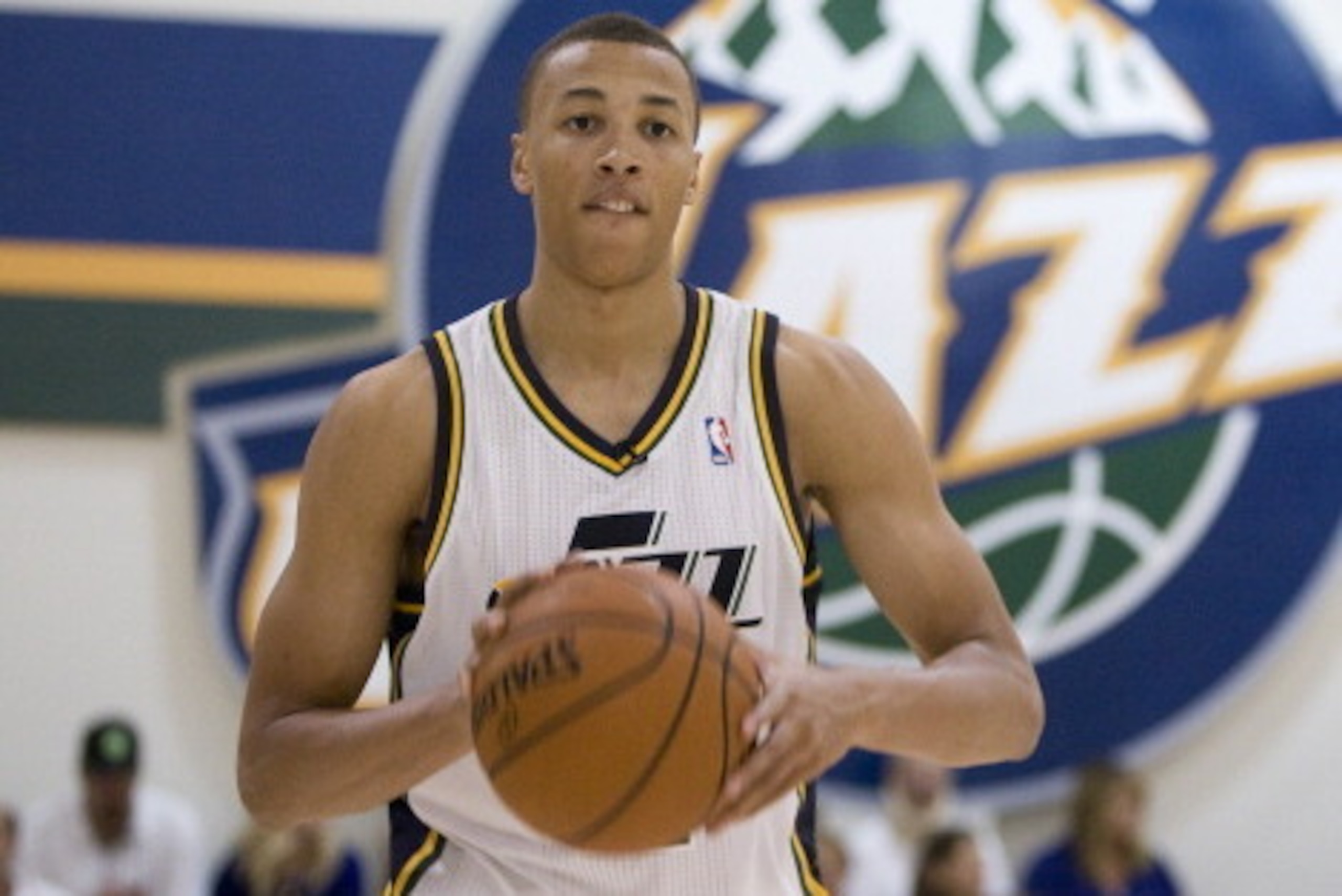 SALT LAKE CITY, UT - JUNE 28:  Dante Exum #11 of the Utah Jazz passes the ball at a special Olympics at the Zions Basketball Center on June 28, 2014 in Salt Lake City, Utah. NOTE TO USER: User expressly acknowledges and agrees that, by downloading and or 