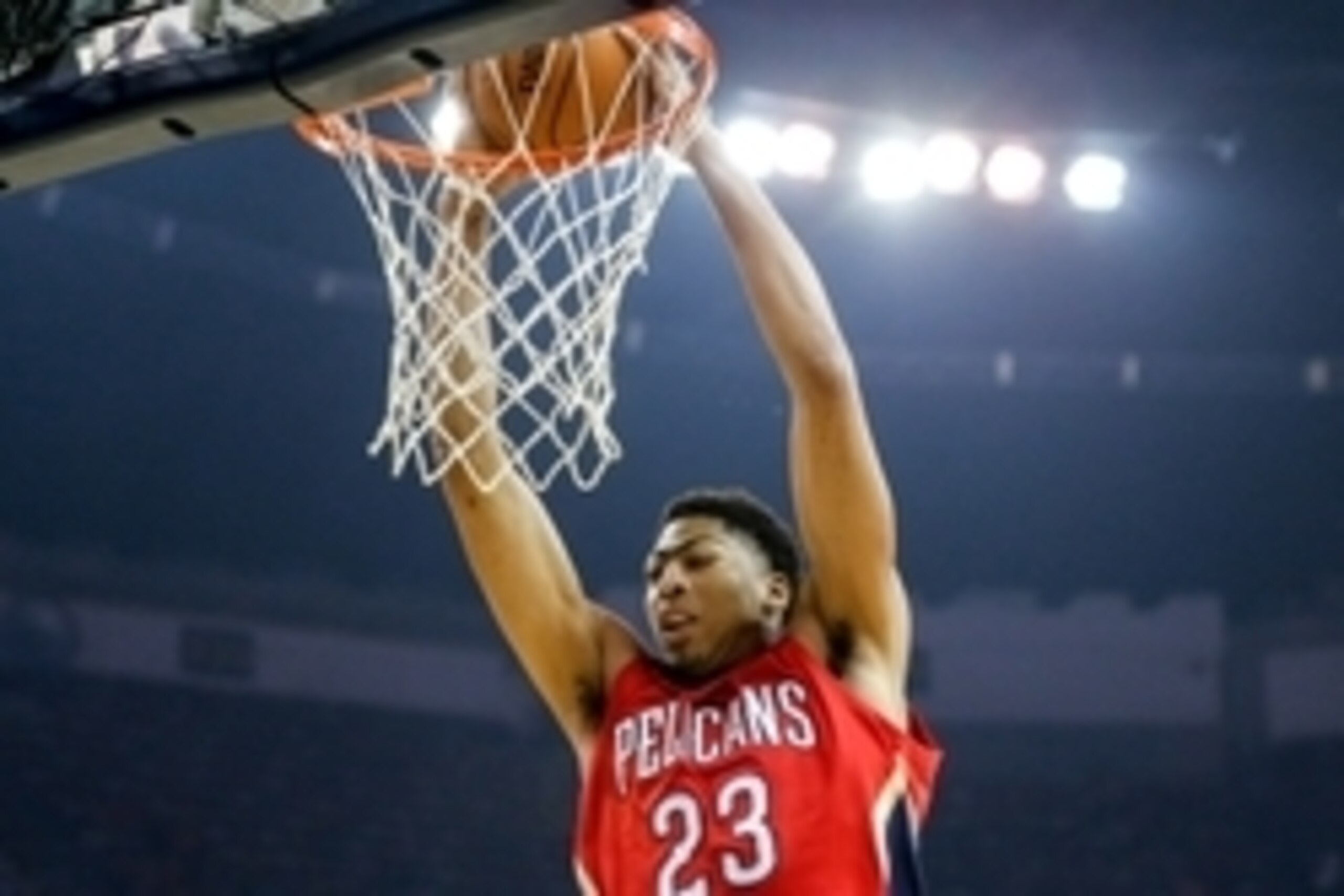 Oct 28, 2014; New Orleans, LA, USA; New Orleans Pelicans forward Anthony Davis (23) dunks against the New Orleans Pelicans during the first quarter of a game at the Smoothie King Center. Mandatory Credit: Derick E. Hingle-USA TODAY Sports
