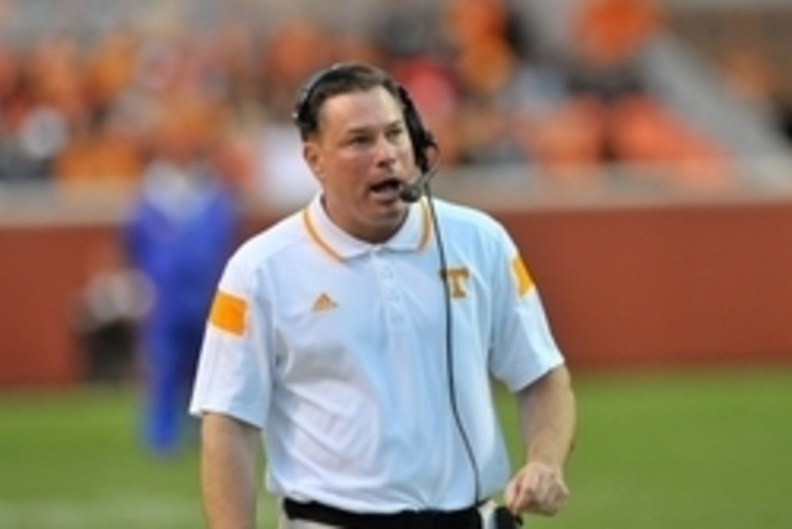 Oct 11, 2014; Knoxville, TN, USA; Tennessee Volunteers head coach Butch Jones on the sideline against the Chattanooga Mocs during the second half at Neyland Stadium. Tennessee won 45-10. Mandatory Credit: Jim Brown-USA TODAY Sports