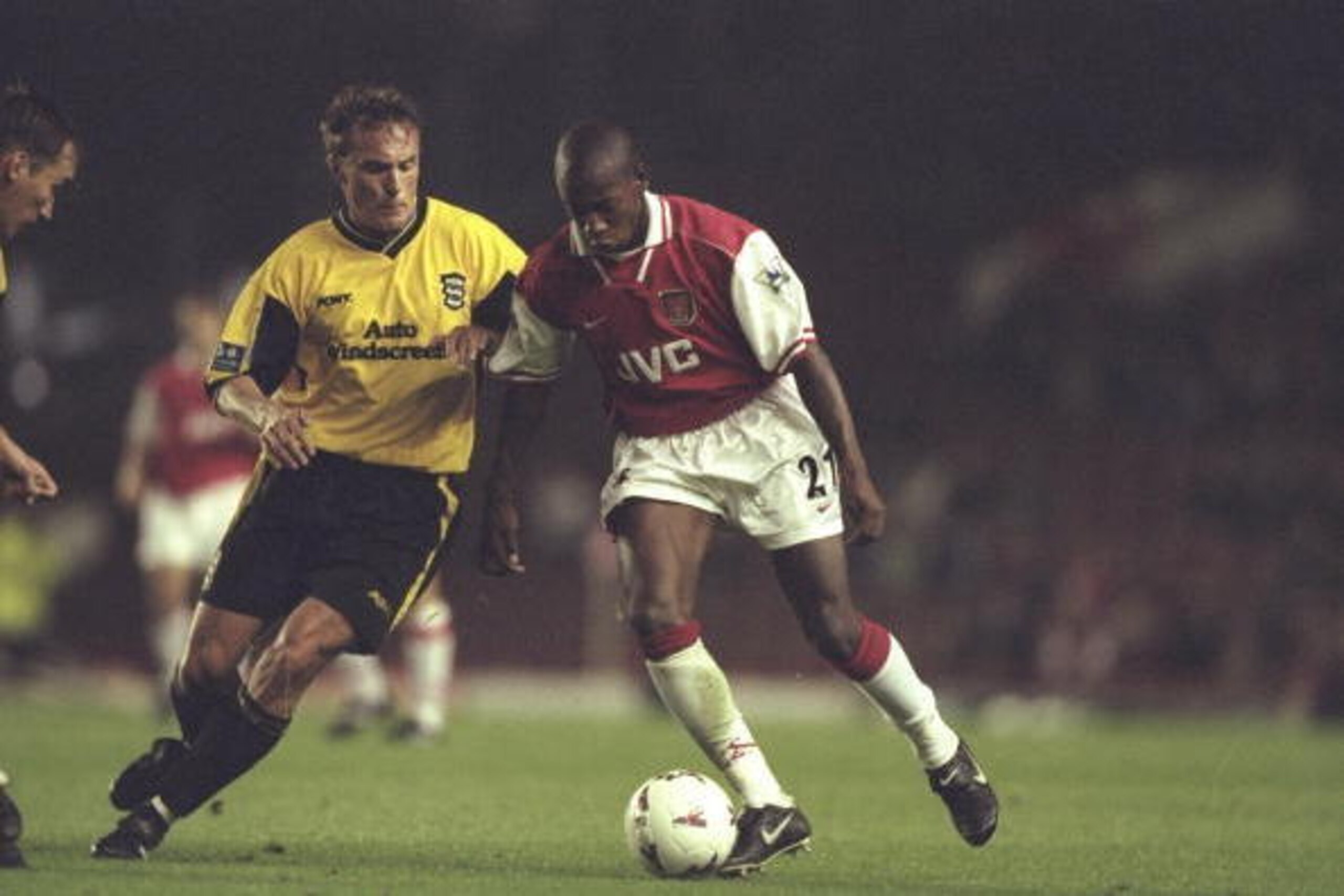 14 Oct 1997: Luis Boa Morte of Arsenal takes on the Birmingham defence during the Coca Cola Cup Third Round match against at Highbury Stadium in London. Arsenal won the match 4-1 after penalties. \ Mandatory Credit: Ben Radford/Allsport 14 Oct 1997: Luis Boa Morte of Arsenal takes on the Birmingham defence during the Coca Cola Cup Third Round match against at Highbury Stadium in London. Arsenal won the match 4-1 after penalties. \ Mandatory Credit: Ben Radford/Allsport