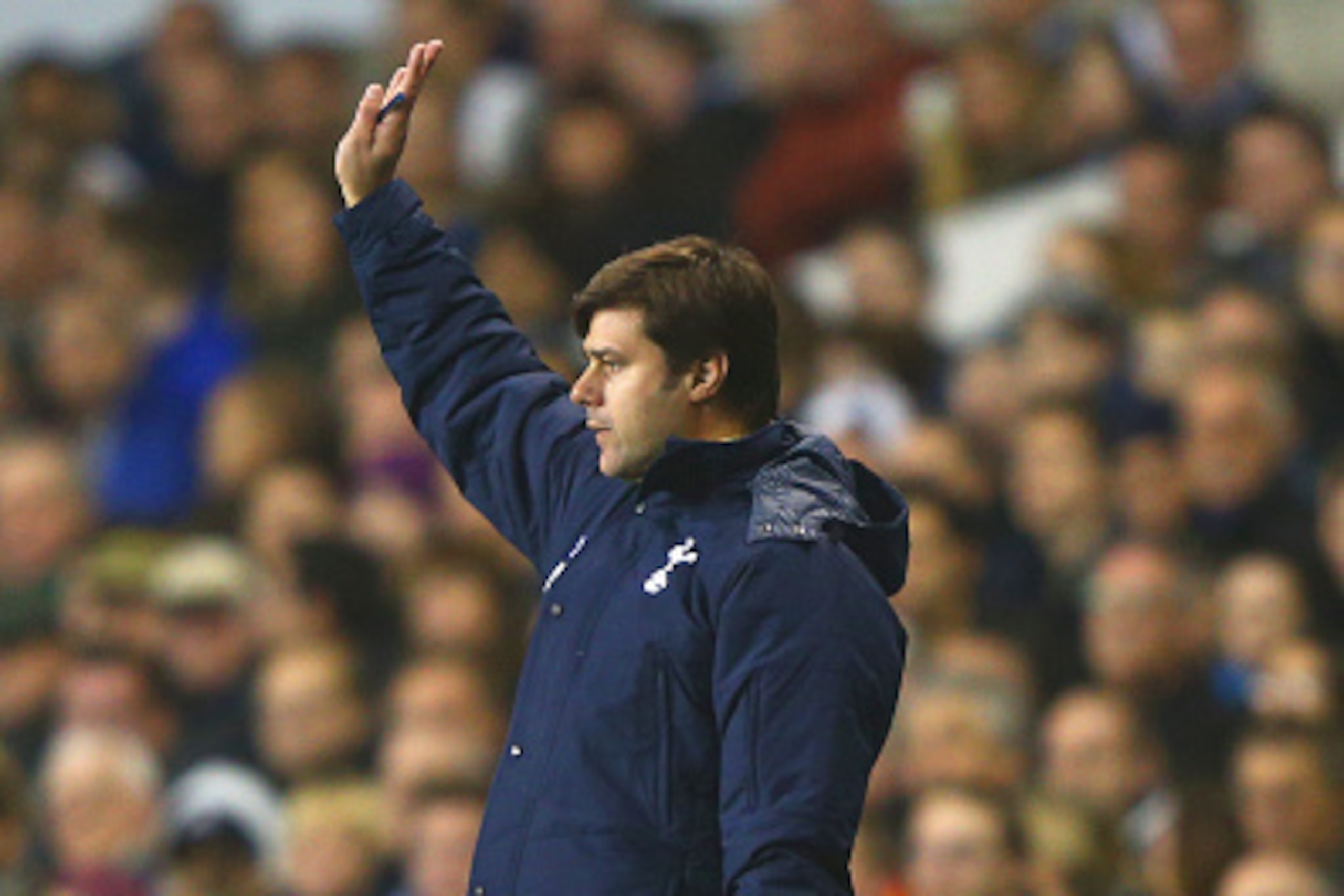 LONDON, ENGLAND - OCTOBER 29:  Manager Mauricio Pochettino of Spurs gestures during the Capital One Cup Fourth Round match Tottenham Hotspur and Brighton & Hove Albion at White Hart Lane on October 29, 2014 in London, England.  (Photo by Ian Walton/Getty 