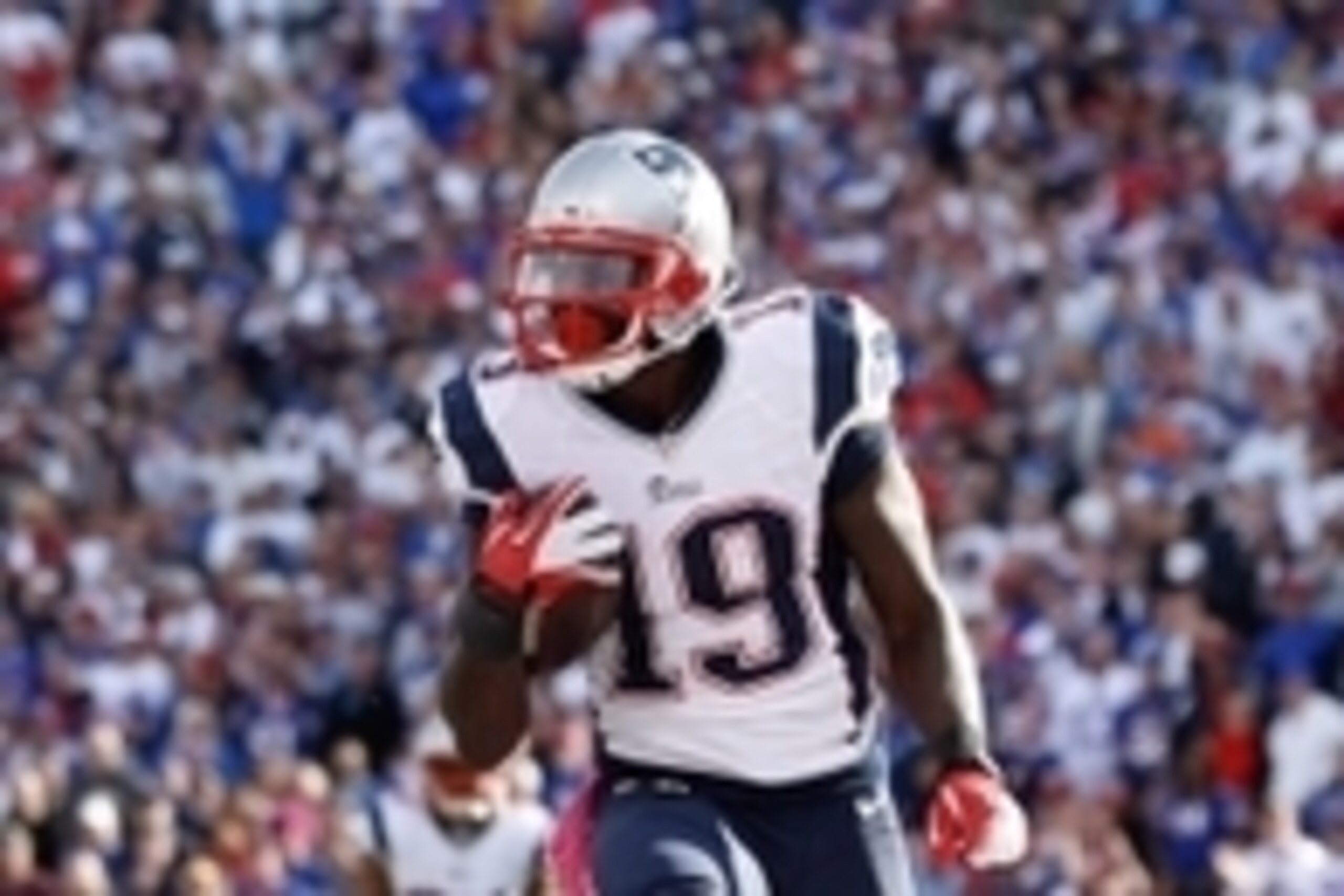 Oct 12, 2014; Orchard Park, NY, USA; New England Patriots wide receiver Brandon LaFell (19) during the game against the Buffalo Bills at Ralph Wilson Stadium. Mandatory Credit: Kevin Hoffman-USA TODAY Sports