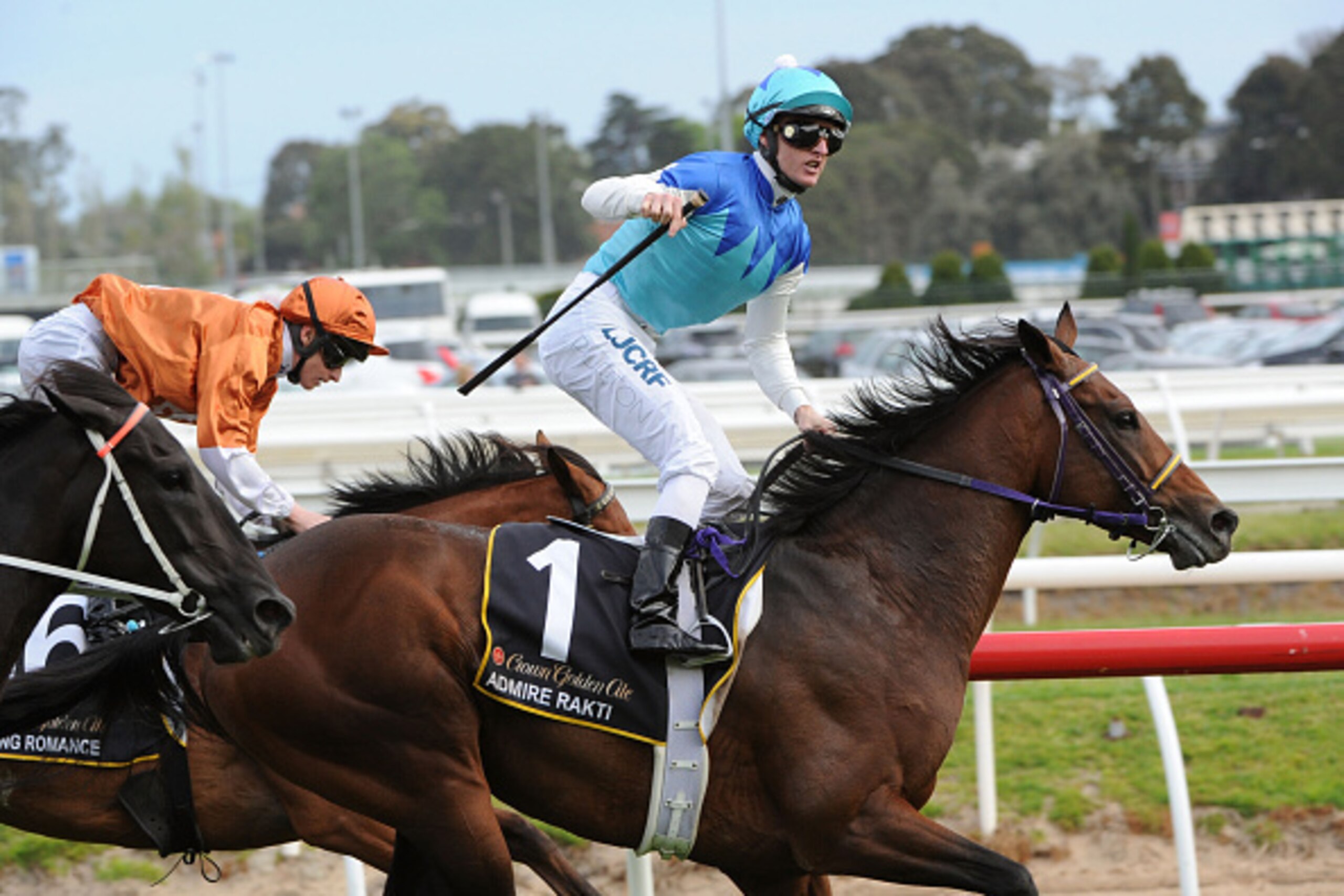 MELBOURNE, AUSTRALIA - OCTOBER 18:  Zac Purton riding Admire Rakti winning Race 9, the Crown Golden Ale Caulfield Cup during Caulfield Cup Day at Caulfield Racecourse on October 18, 2014 in Melbourne, Australia.  (Photo by Vince Caligiuri/Getty Images)