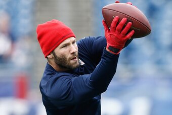 FOXBORO, MA - OCTOBER 26:  Julian Edelman #11 of the New England Patriots warms up before a game against the Chicago Bears at Gillette Stadium on October 26, 2014 in Foxboro, Massachusetts.  (Photo by Jim Rogash/Getty Images)