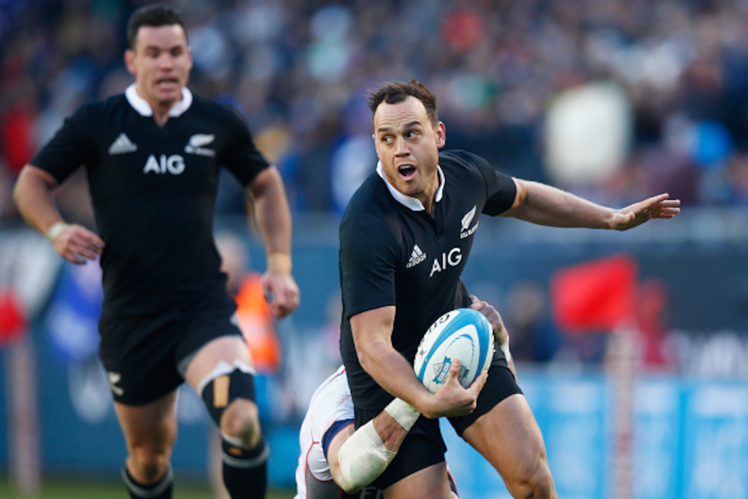 CHICAGO, IL - NOVEMBER 01:  Israel Dagg of the All Blacks on the run during the International Test Match between the United States of America and the New Zealand All Blacks at Soldier Field on November 1, 2014 in Chicago, Illinois.  (Photo by Phil Walter/
