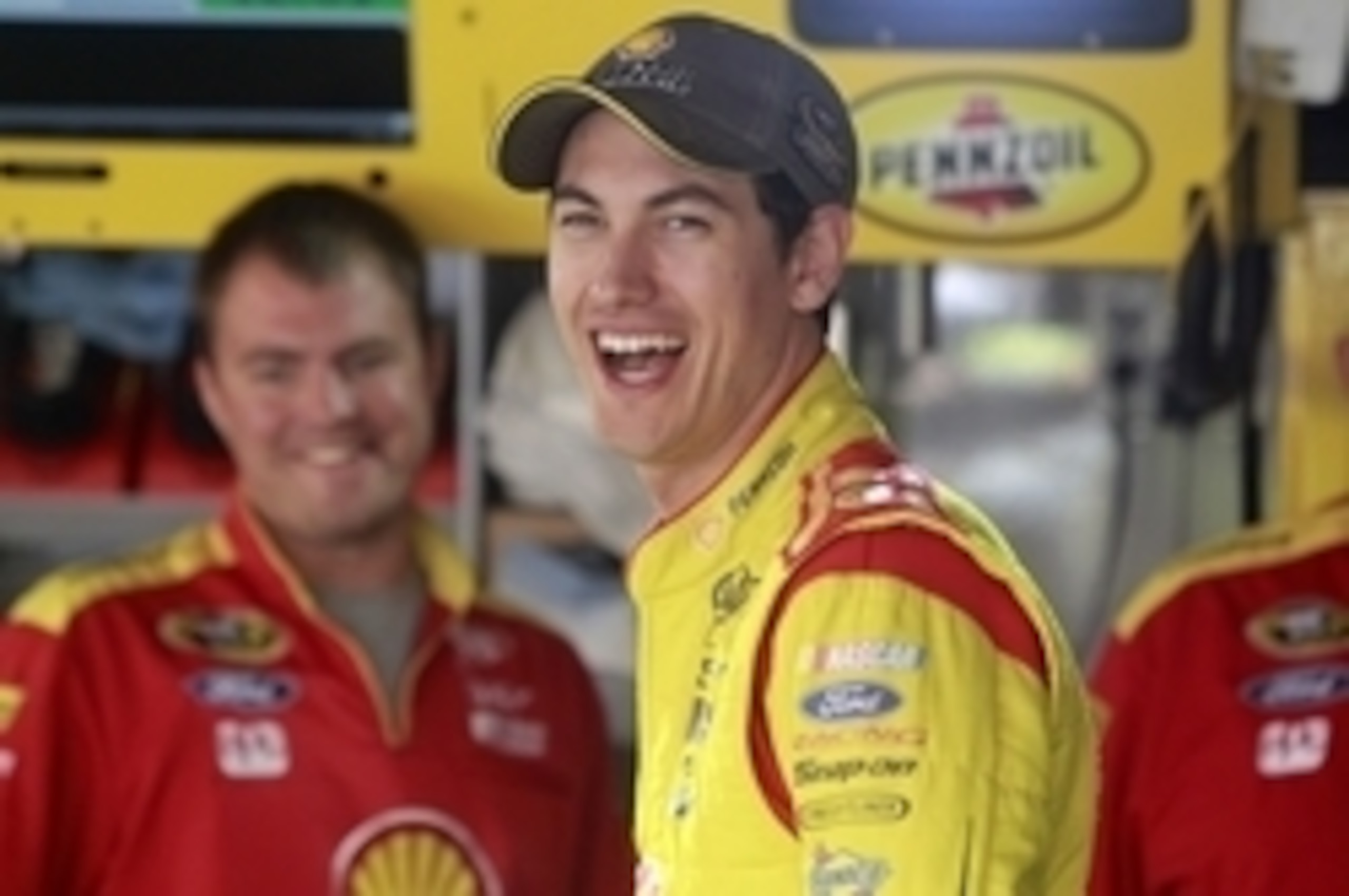 Oct 25, 2014; Martinsville, VA, USA; Sprint Cup Series driver Joey Logano (22) during practice for the Goody's Headache Relief Shot 500 at Martinsville Speedway. Mandatory Credit: Peter Casey-USA TODAY Sports