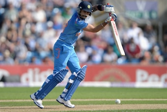 LEEDS, ENGLAND - SEPTEMBER 05:  Virat Kohli of India bats during the 5th Royal London One Day International between England and India at Headingley on September 5, 2014 in Leeds, England.  (Photo by Gareth Copley/Getty Images)