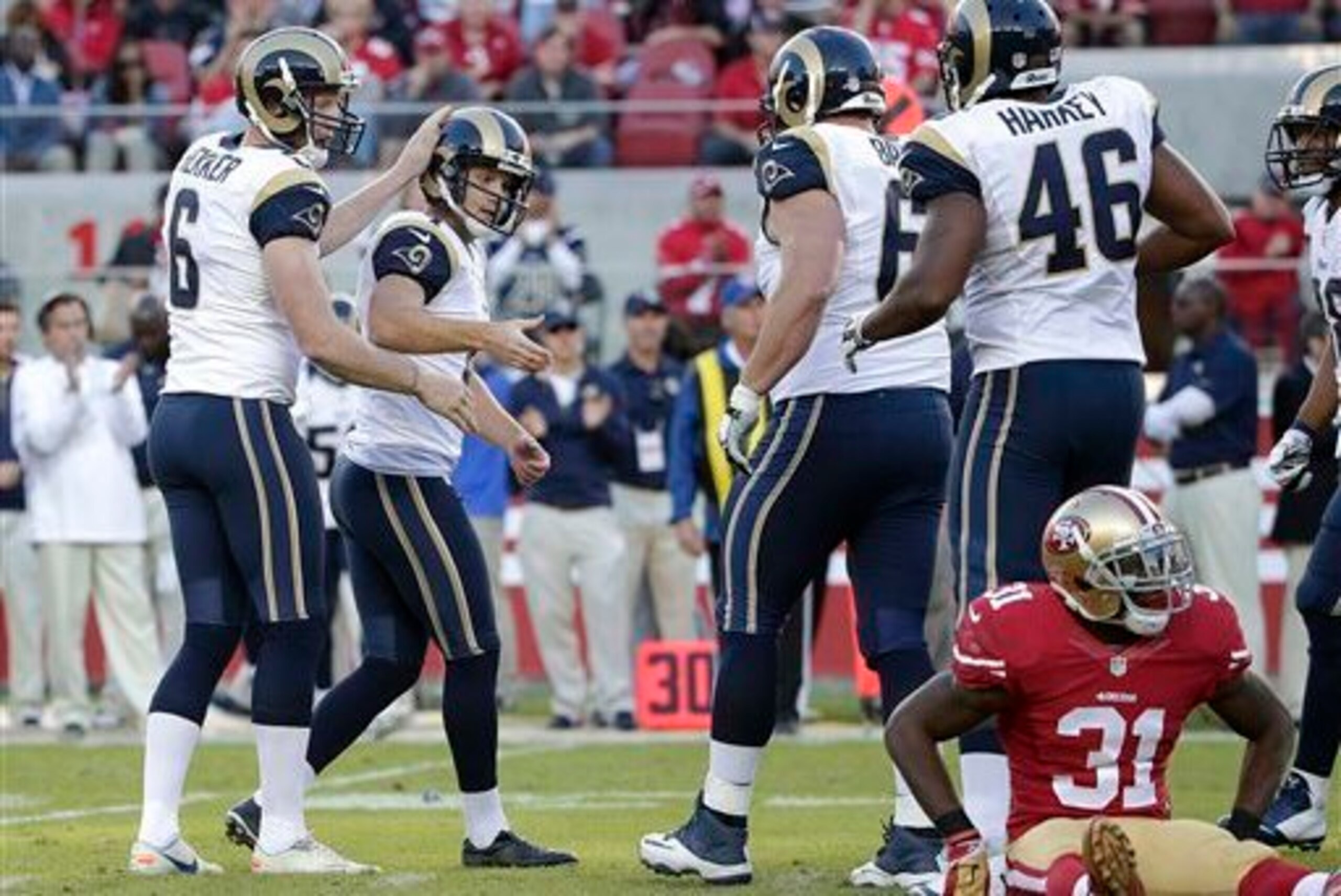 The Rams stood tall while the 49ers fell. The Rams stood tall while the 49ers fell.