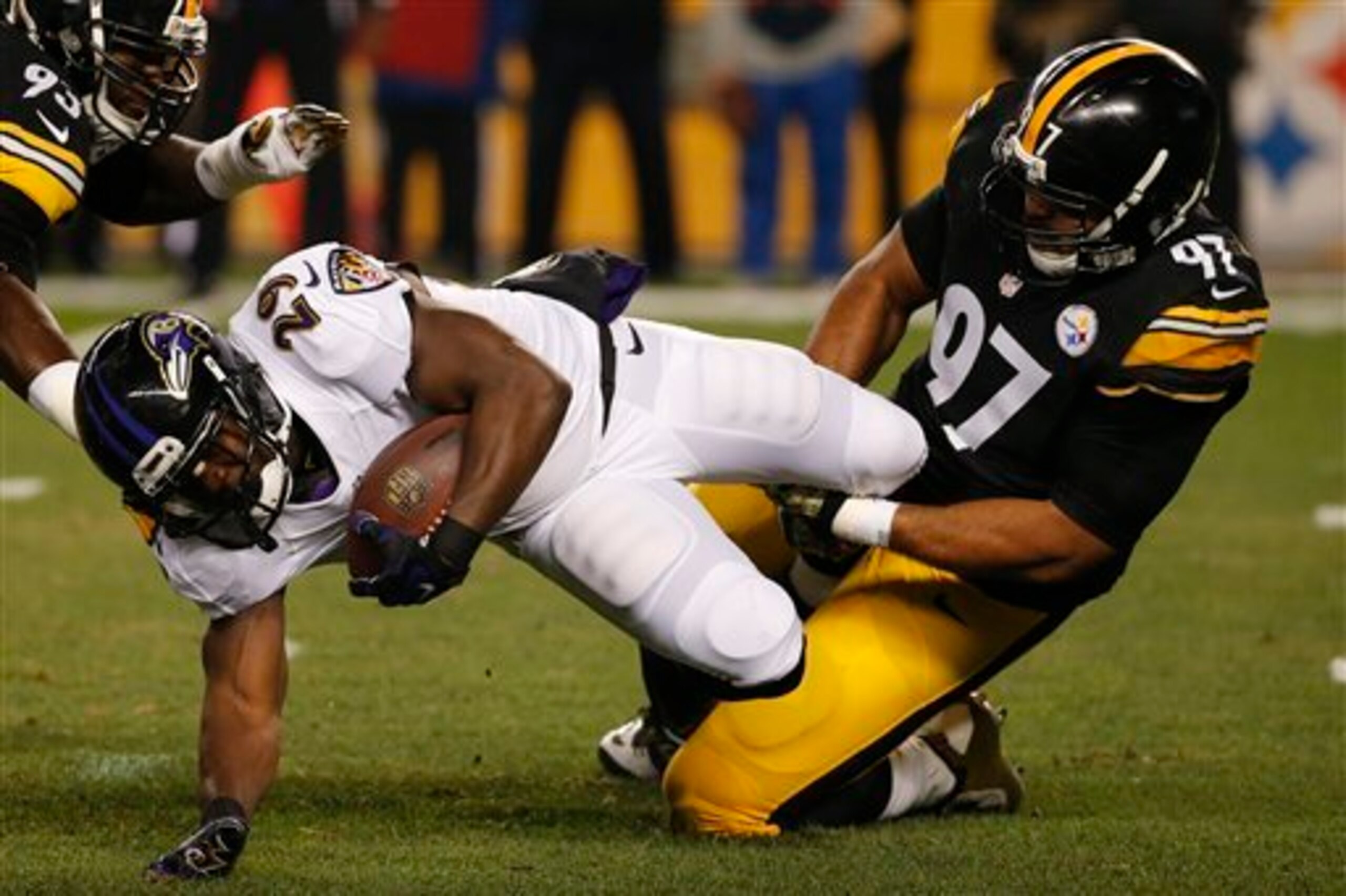 Typically, the Ravens rush for nearly 130 yards per game. On Sunday, they had 63 yards, 38 belonging to Justin Forsett. Typically, the Ravens rush for nearly 130 yards per game. On Sunday, they had 63 yards, 38 belonging to Justin Forsett.