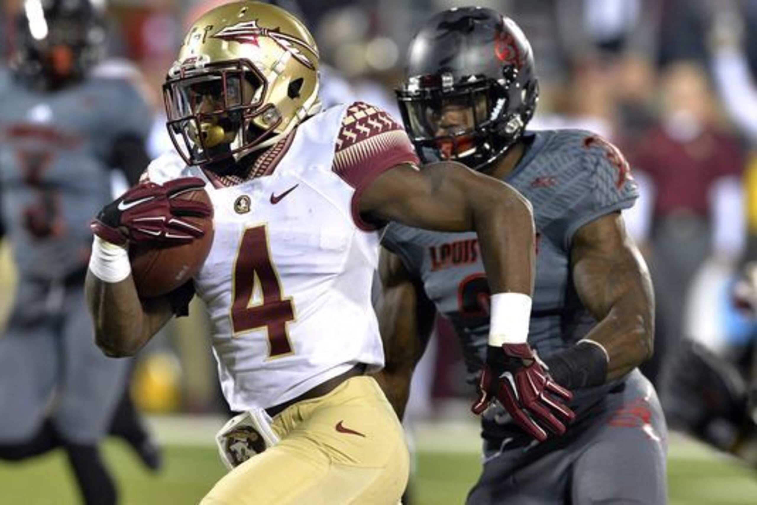 Florida State freshman running back Dalvin Cook rushed for 109 yards and two touchdowns in the Seminoles’ come-from-behind victory at Louisville on Thursday night.