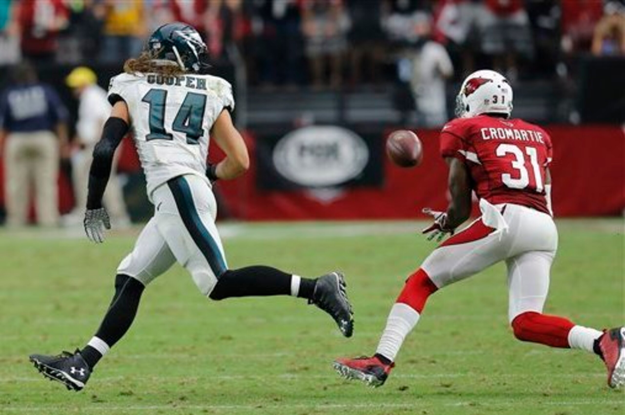 Antonio Cromartie picks off Nick Foles in a Week 8 win over the Eagles. Antonio Cromartie picks off Nick Foles in a Week 8 win over the Eagles.