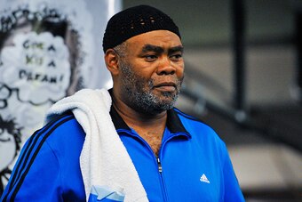 NEW YORK, NY - NOVEMBER 04: Bernard Hopkins' trainer Naazim Richardson looks on during a workout at Gleason's Gym on November 4, 2014 in the Brooklyn borough of New York City.  (Photo by Alex Goodlett/Getty Images)