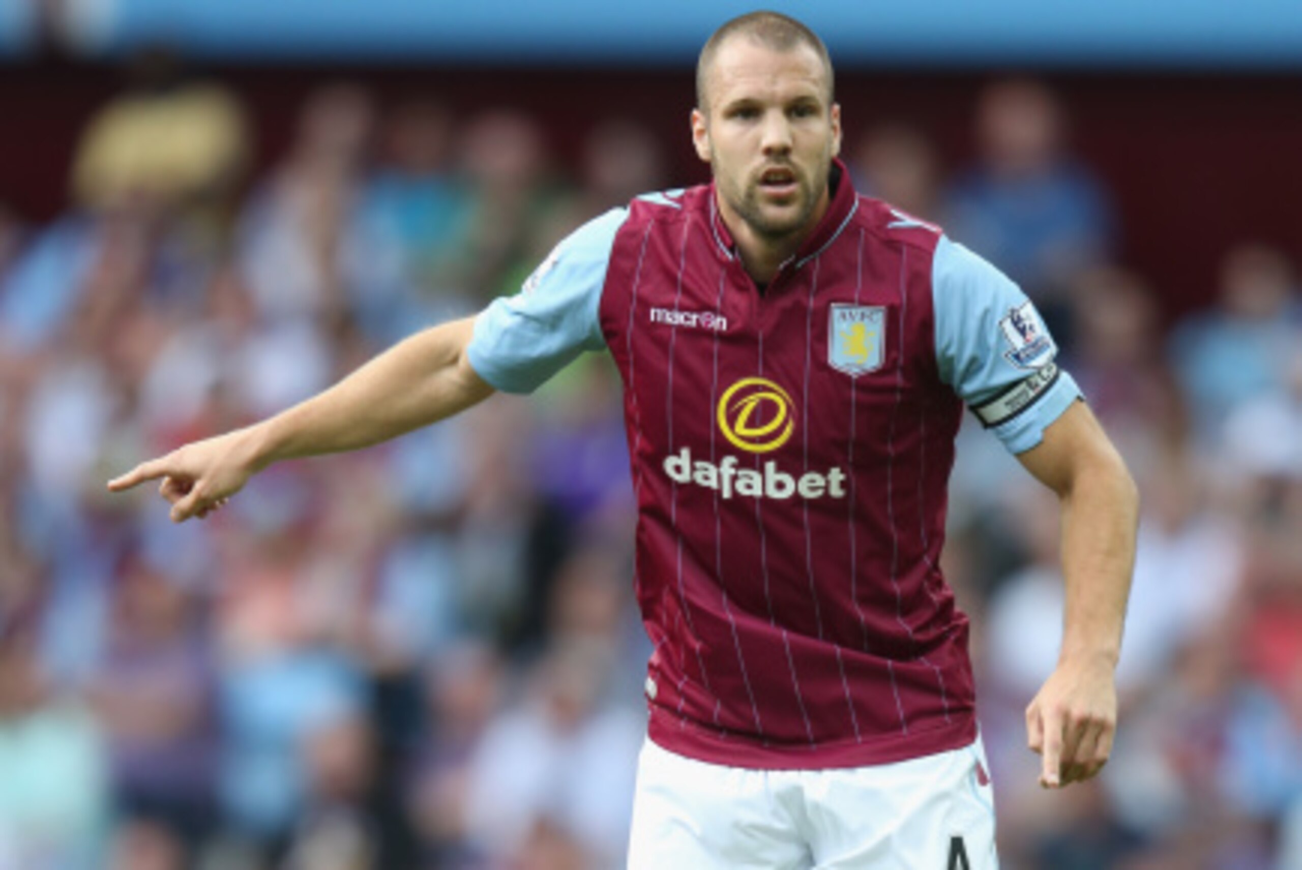 BIRMINGHAM, ENGLAND - AUGUST 09:  Ron Vlaar of Aston Villa looks on during the pre season friendly match between Aston Villa and Parma at Villa Park on August 9, 2014 in Birmingham, England.  (Photo by David Rogers/Getty Images)