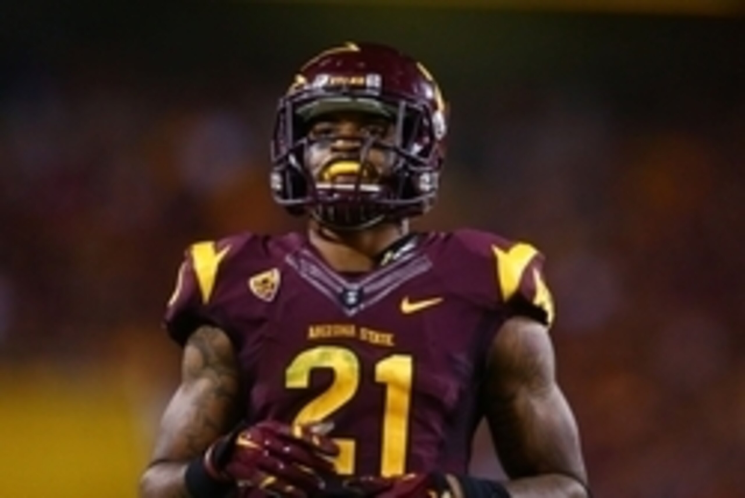 Oct 18, 2014; Tempe, AZ, USA; Arizona State Sun Devils wide receiver Jaelen Strong (21) against the Stanford Cardinal at Sun Devil Stadium. Mandatory Credit: Mark J. Rebilas-USA TODAY Sports