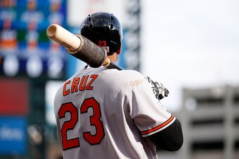 DETROIT, MI - OCTOBER 05:  Nelson Cruz #23 of the Baltimore Orioles stands on deck during Game Three of the American League Division Series against the Detroit Tigers at Comerica Park on October 5, 2014 in Detroit, Michigan.  (Photo by Gregory Shamus/Gett