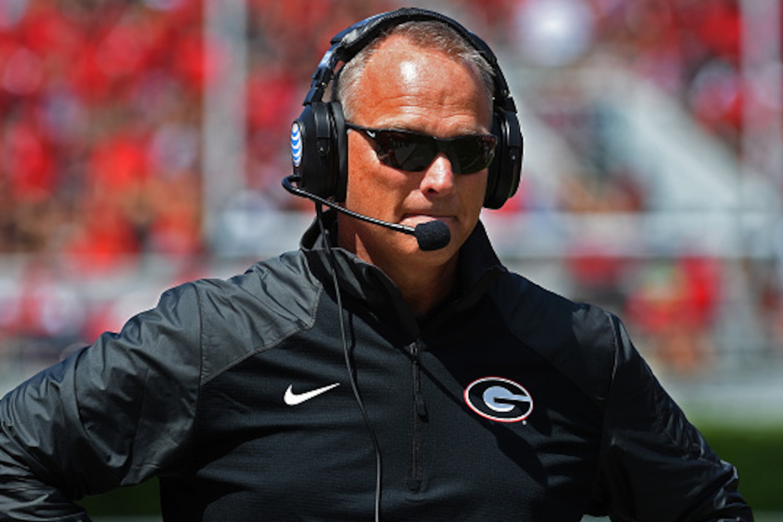 ATHENS, GA - SEPTEMBER 20: Head Coach Mark Richt of the Georgia Bulldogs watches the action against the Troy Trojans at Sanford Stadium on September 20, 2014 in Athens, Georgia. (Photo by Scott Cunningham/Getty Images)