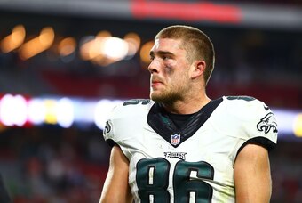Oct 26, 2014; Glendale, AZ, USA; Philadelphia Eagles tight end Zach Ertz (86) against the Arizona Cardinals at University of Phoenix Stadium. The Cardinals defeated the Eagles 24-20. Mandatory Credit: Mark J. Rebilas-USA TODAY Sports