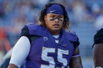 SEATTLE, WA - SEPTEMBER 13:  Nose tackle Danny Shelton #55 of the Washington Huskies looks on prior to the game against the Illinois Fighting Illini on September 13, 2014 at Husky Stadium in Seattle, Washington.  (Photo by Otto Greule Jr/Getty Images)