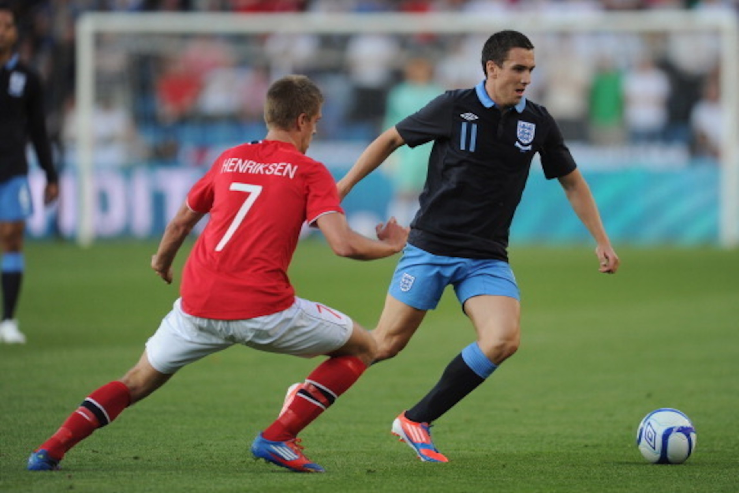 OSLO, NORWAY - MAY 26: Stewart Downing of England takes on Markus Henriksen of Norway during the international friendly match between Norway and England at the Ullevaal Stadion on May 26, 2012 in Oslo, Norway. (Photo by Michael Regan/Getty Images) OSLO, NORWAY - MAY 26: Stewart Downing of England takes on Markus Henriksen of Norway during the international friendly match between Norway and England at the Ullevaal Stadion on May 26, 2012 in Oslo, Norway. (Photo by Michael Regan/Getty Images)
