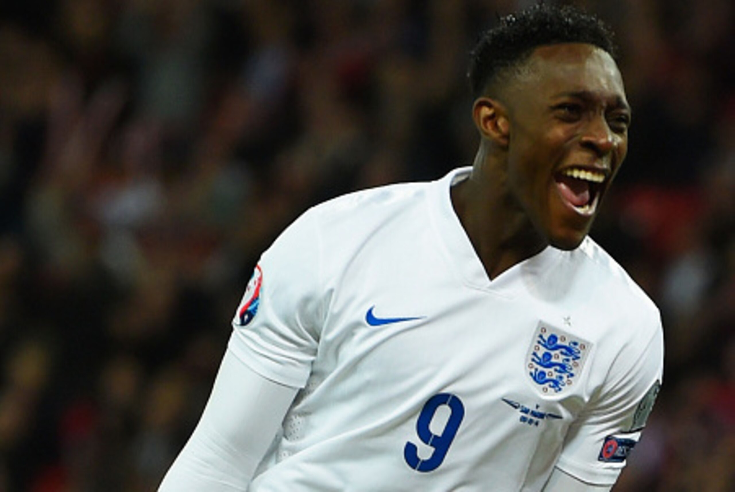 LONDON, ENGLAND - OCTOBER 09:  Danny Welbeck of England celebrates scoring their third goal during the EURO 2016 Group E Qualifying match between England and San Marino at Wembley Stadium on October 9, 2014 in London, England.  (Photo by Mike Hewitt/Getty