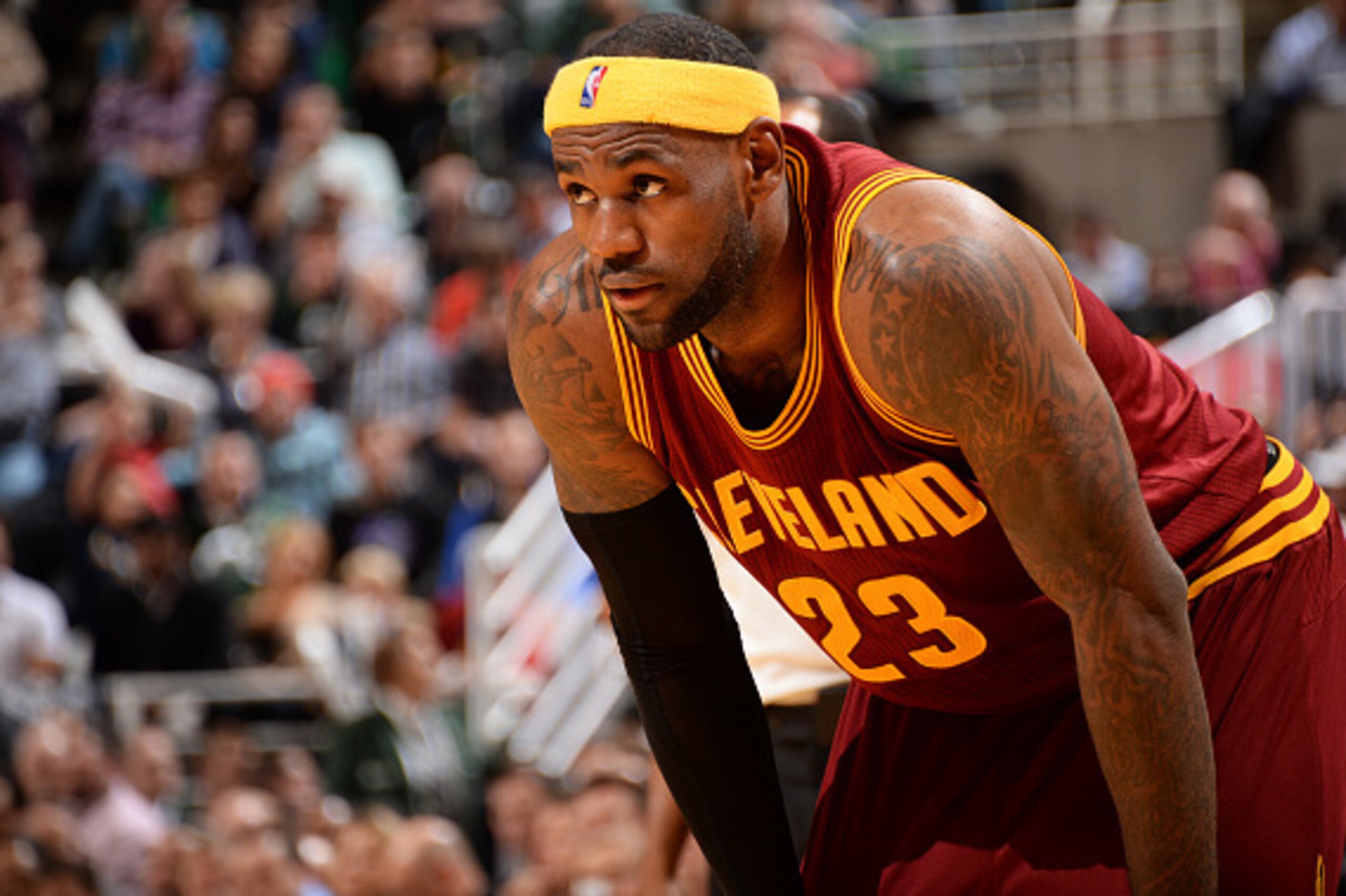 SALT LAKE CITY, UT - NOVEMBER 5:  LeBron James #23 of the Cleveland Cavaliers during the game against the Utah Jazz at EnergySolutions Arena on November 5, 2014 in Salt Lake City, Utah. NOTE TO USER: User expressly acknowledges and agrees that, by downloa