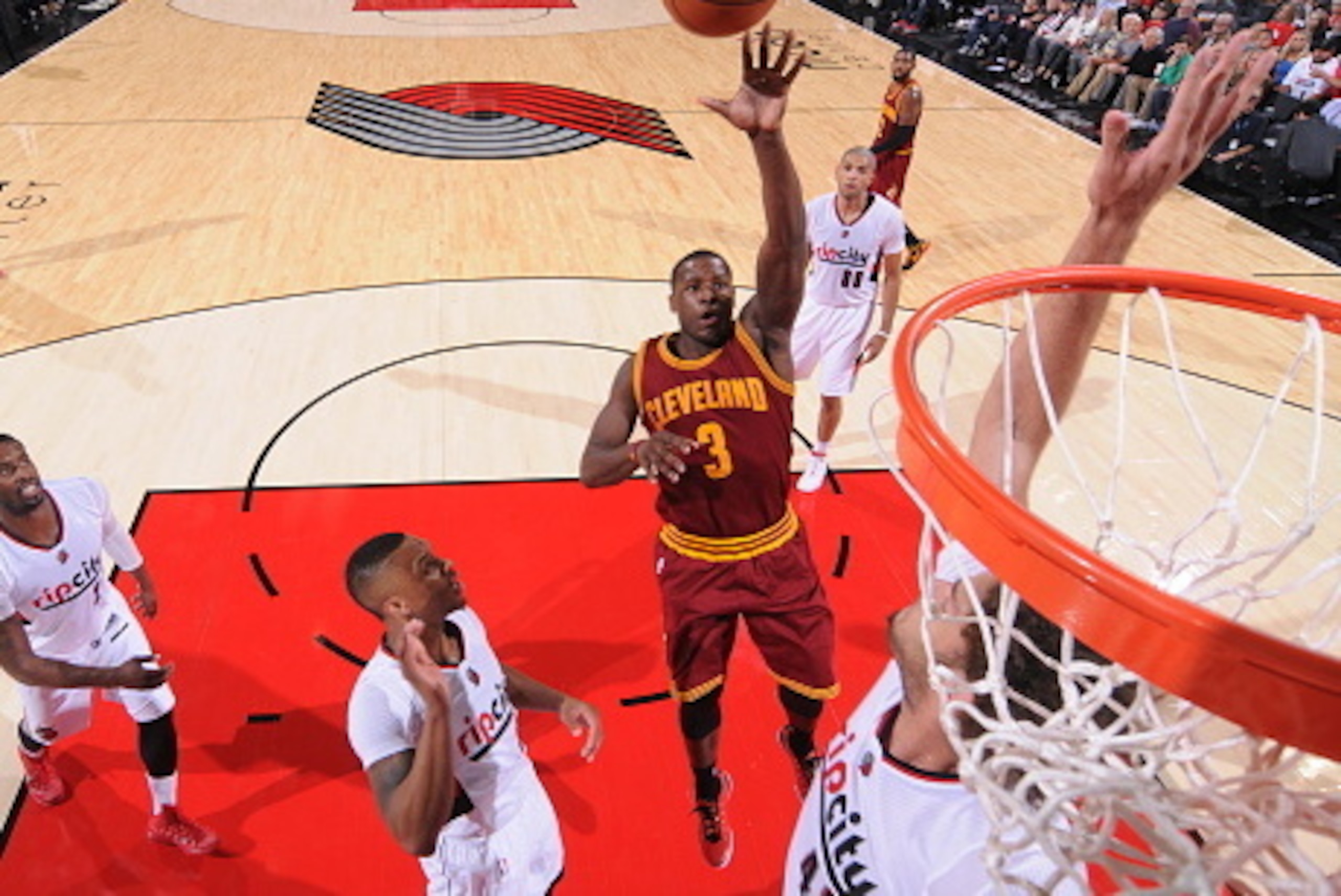 PORTLAND, OR - NOVEMBER 4:  Dion Waiters #3 of the Cleveland Cavaliers goes to the basket against the Portland Trail Blazers on November 4, 2014 at the Moda Center in Portland, Oregon. NOTE TO USER: User expressly acknowledges and agrees that, by download