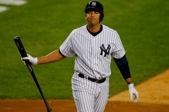 NEW YORK, NY - SEPTEMBER 25:  Alex Rodriguez #13 of the New York Yankees reacts after striking out in the fifth inning against the Tampa Bay Rays at Yankee Stadium on September 25, 2013 in the Bronx borough of New York City. Rays defeated the Yankees 8-3.