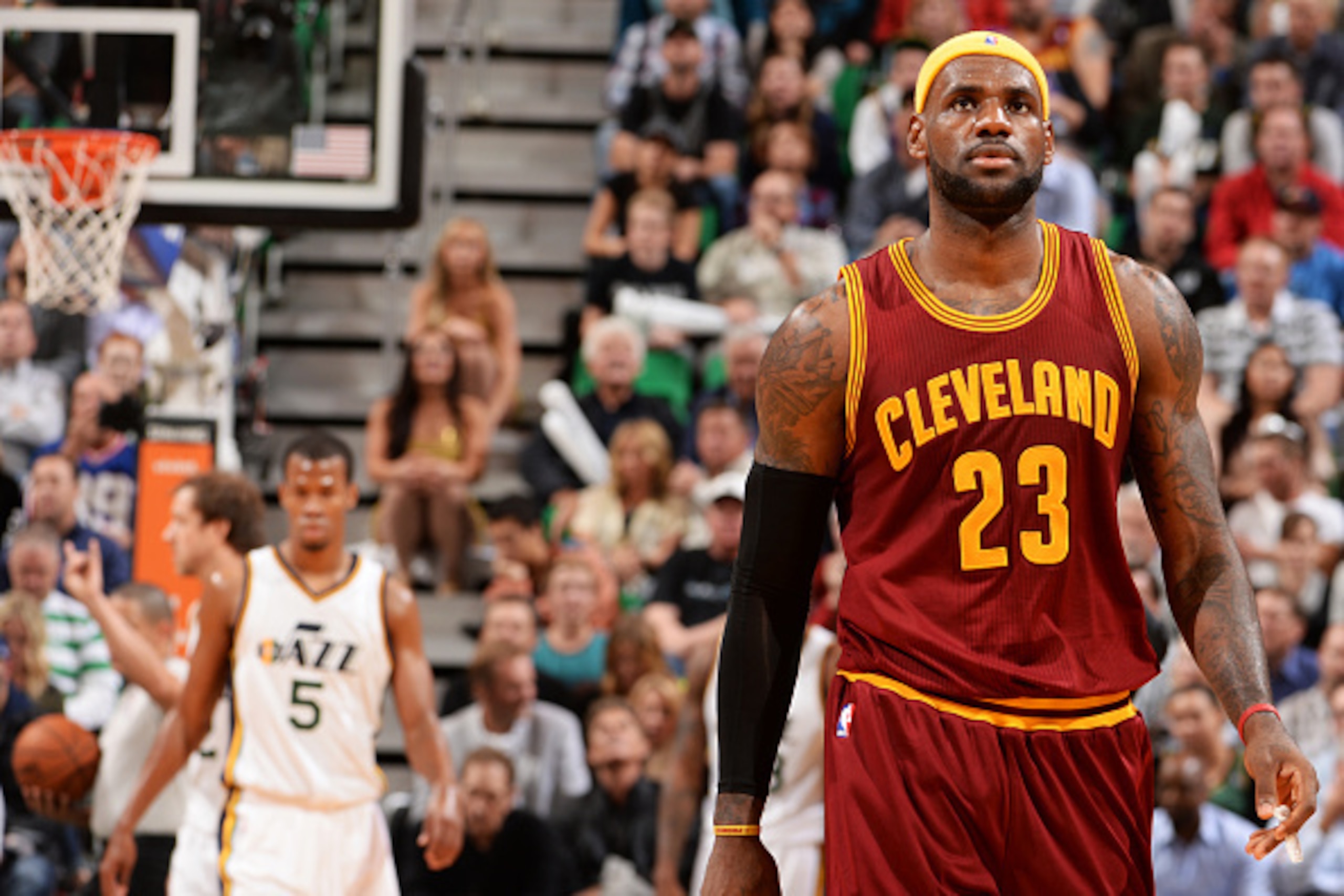 SALT LAKE CITY, UT - NOVEMBER 5:  LeBron James #23 of the Cleveland Cavaliers during the game against the Utah Jazz at EnergySolutions Arena on November 5, 2014 in Salt Lake City, Utah. NOTE TO USER: User expressly acknowledges and agrees that, by downloa