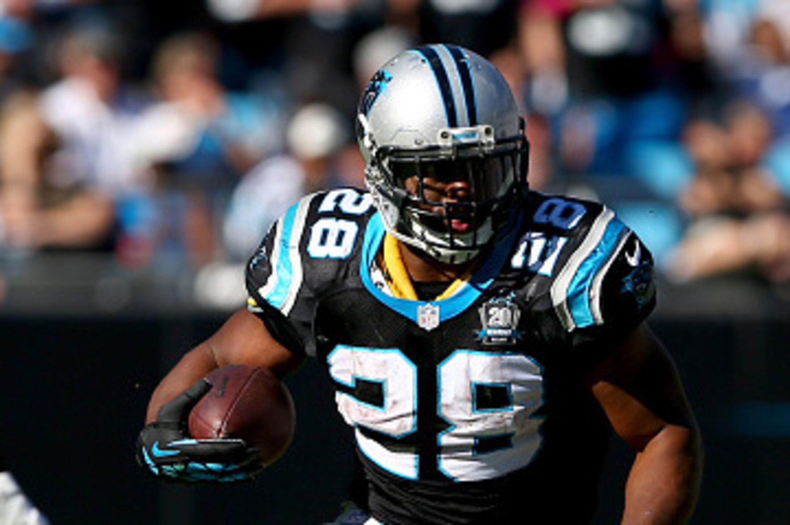 CHARLOTTE, NC - OCTOBER 26:  Jonathan Stewart #28 of the Carolina Panthers during the game at Bank of America Stadium on October 26, 2014 in Charlotte, North Carolina.  (Photo by Streeter Lecka/Getty Images)