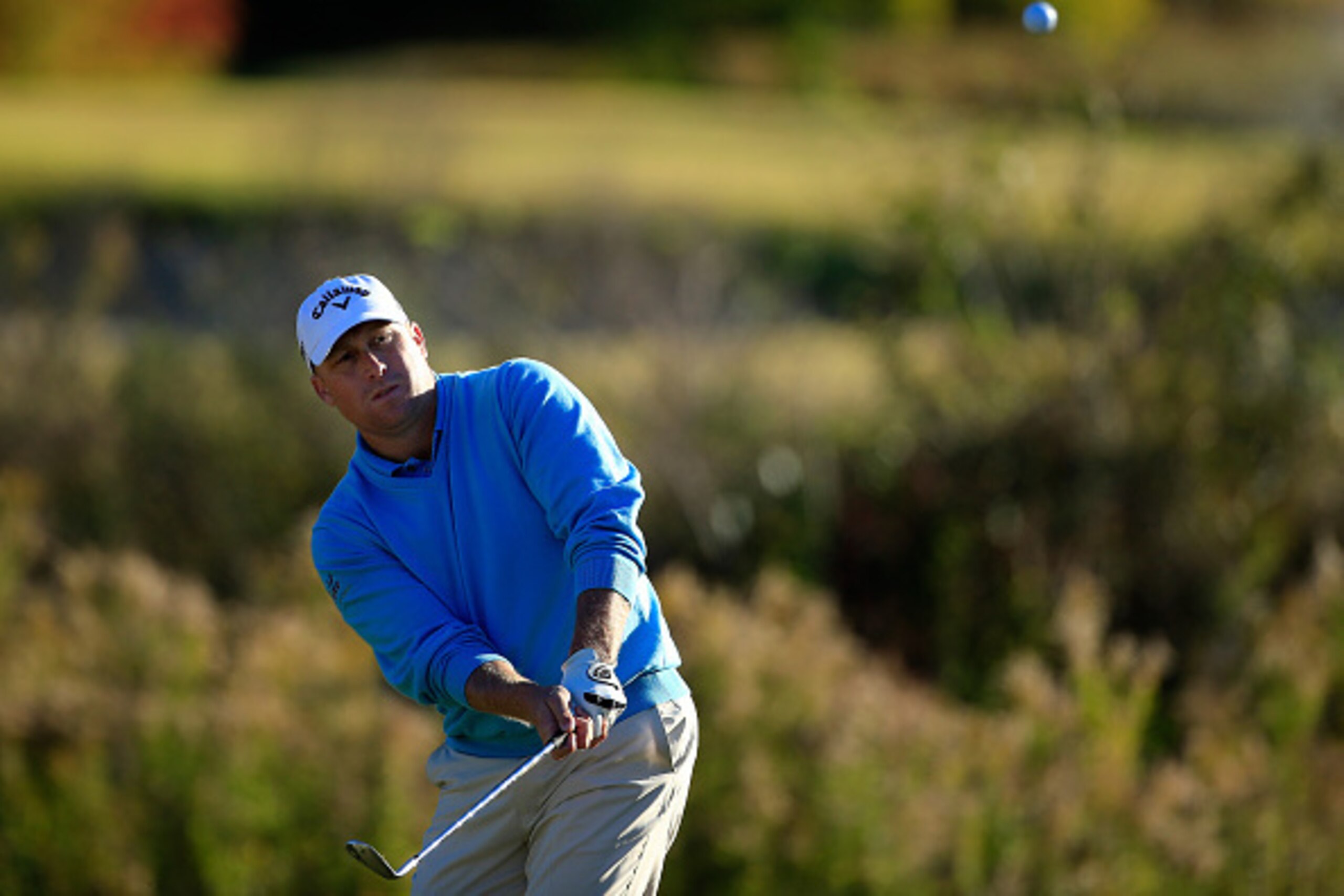 JACKSON, MS - NOVEMBER 07:  John Rollins of the United States takes his third shot on the 17th hole during round two of the Sanderson Farms Championships at The Country Club of Jackson on November 7, 2014 in Jackson, Mississippi.  (Photo by Michael Cohen/