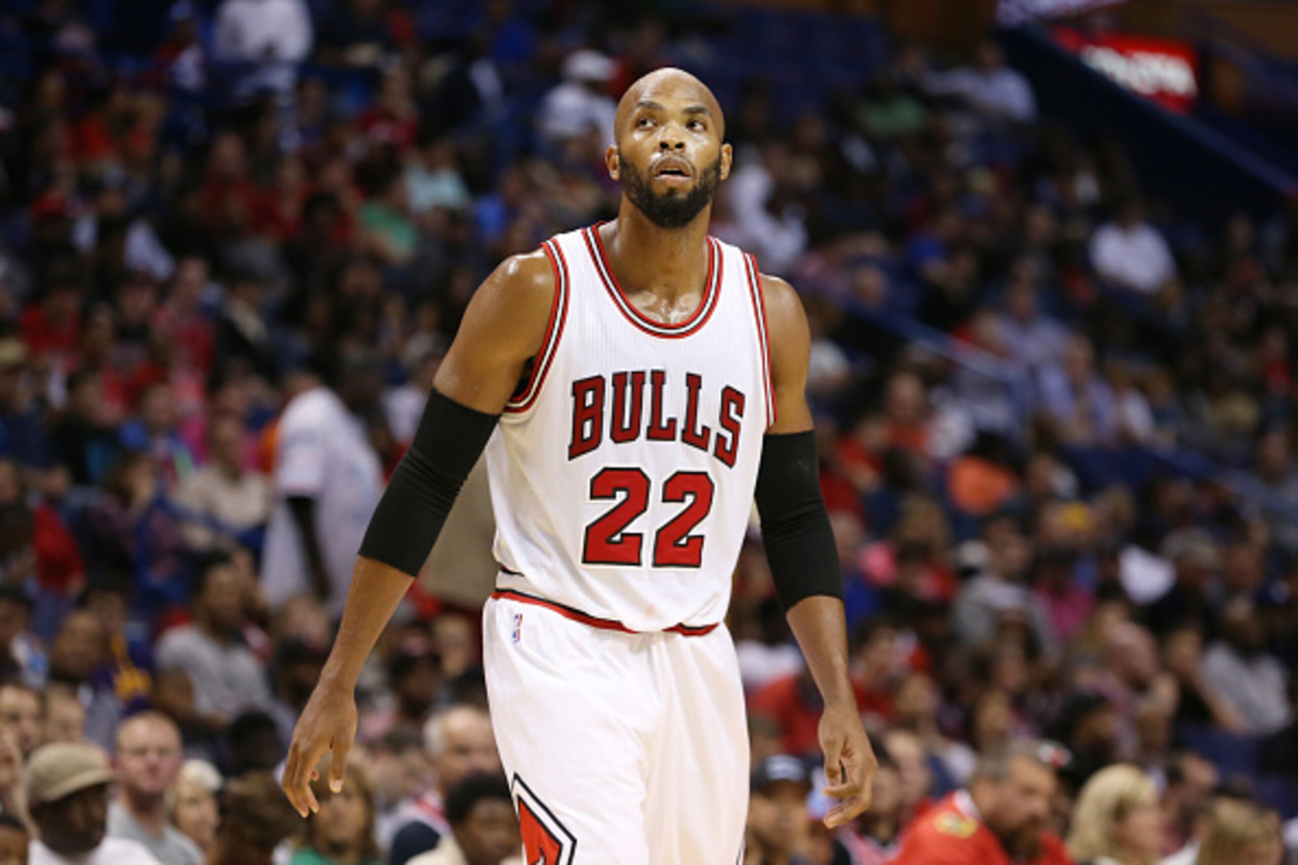 ST. LOUIS, MO - OCTOBER 24: Taj Gibson #22 of the Chicago Bulls during the game against the Minnesota Timberwolves on October 24, 2014 at Scottrade Center in St. Louis, Missouri. NOTE TO USER: User expressly acknowledges and agrees that, by downloading an