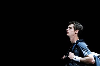 PARIS, FRANCE - OCTOBER 30:  Andy Murray of Great Britain walks out to play against Grigor Dimitrov of Bulgaria during day 4 of the BNP Paribas Masters held at the at Palais Omnisports de Bercy on October 30, 2014 in Paris, France.  (Photo by Dean Mouhtar