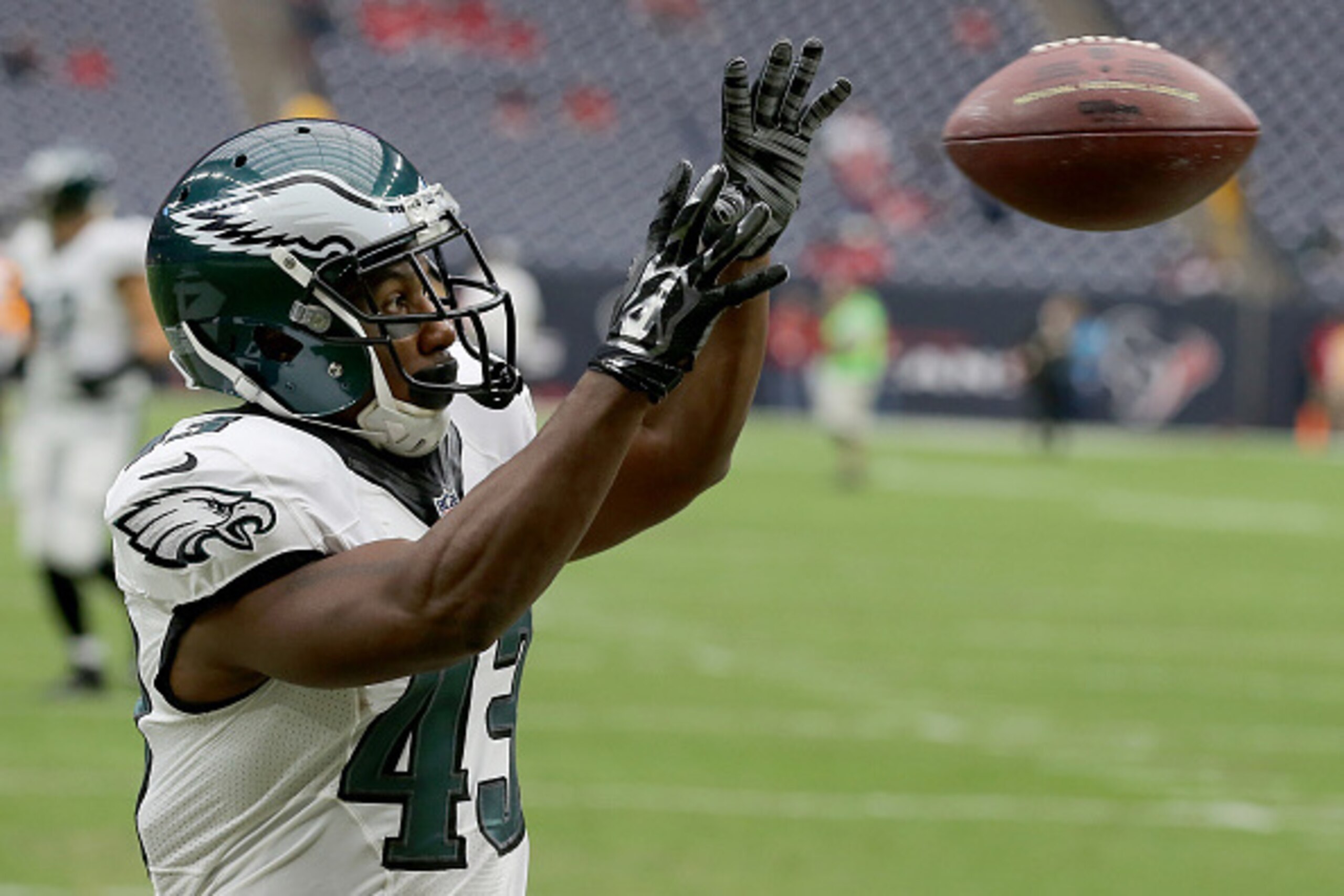 HOUSTON, TX - NOVEMBER 02: Darren Sproles #43 of the Philadelphia Eagles warms up before a NFL game against the Houston Texans on November 2, 2014 at NRG Stadium in Houston, Texas. (Photo by Thomas B. Shea/Getty Images)