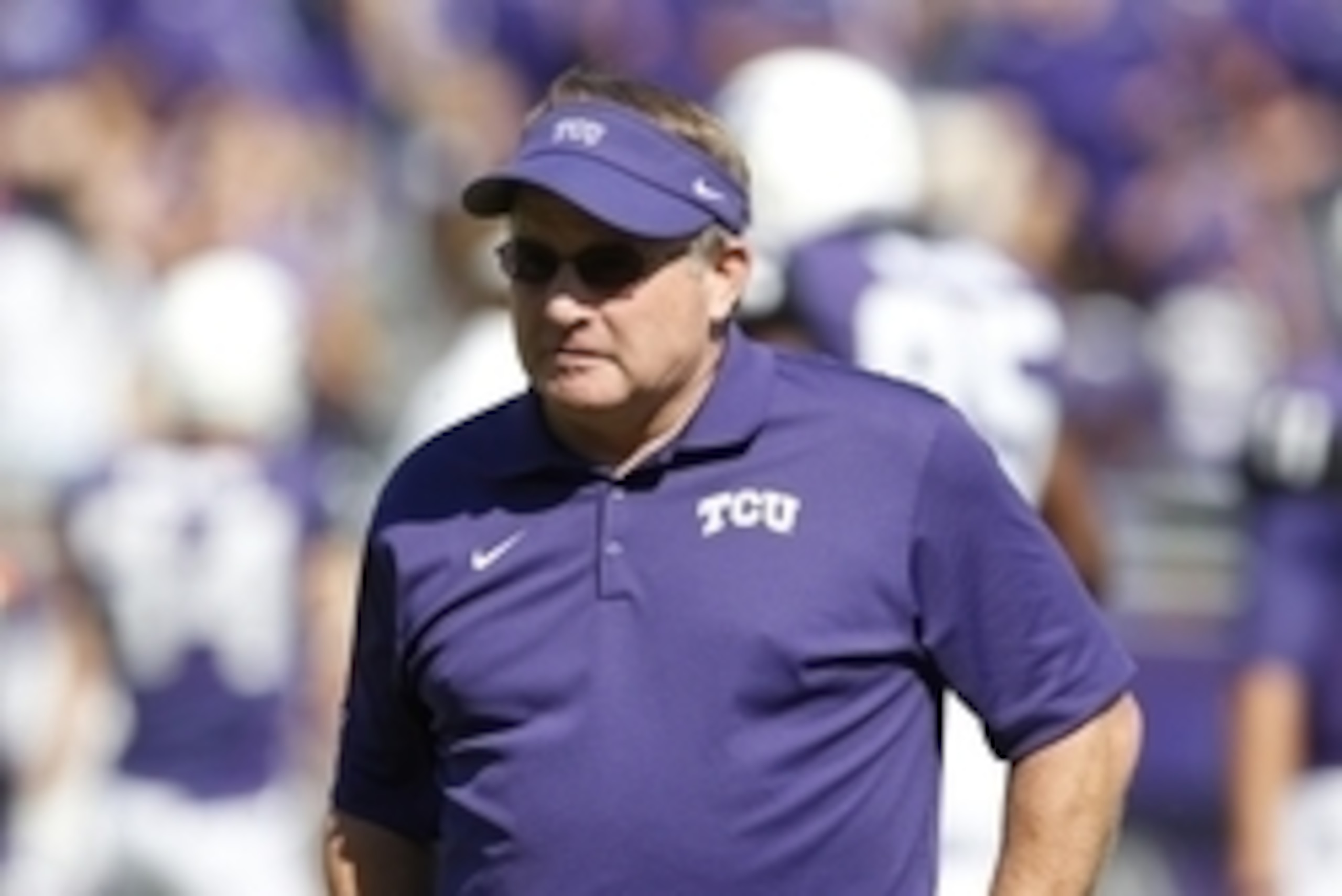 Oct 18, 2014; Fort Worth, TX, USA; TCU Horned Frogs head coach Gary Patterson prior to the game against the Oklahoma State Cowboys at Amon G. Carter Stadium. Mandatory Credit: Matthew Emmons-USA TODAY Sports