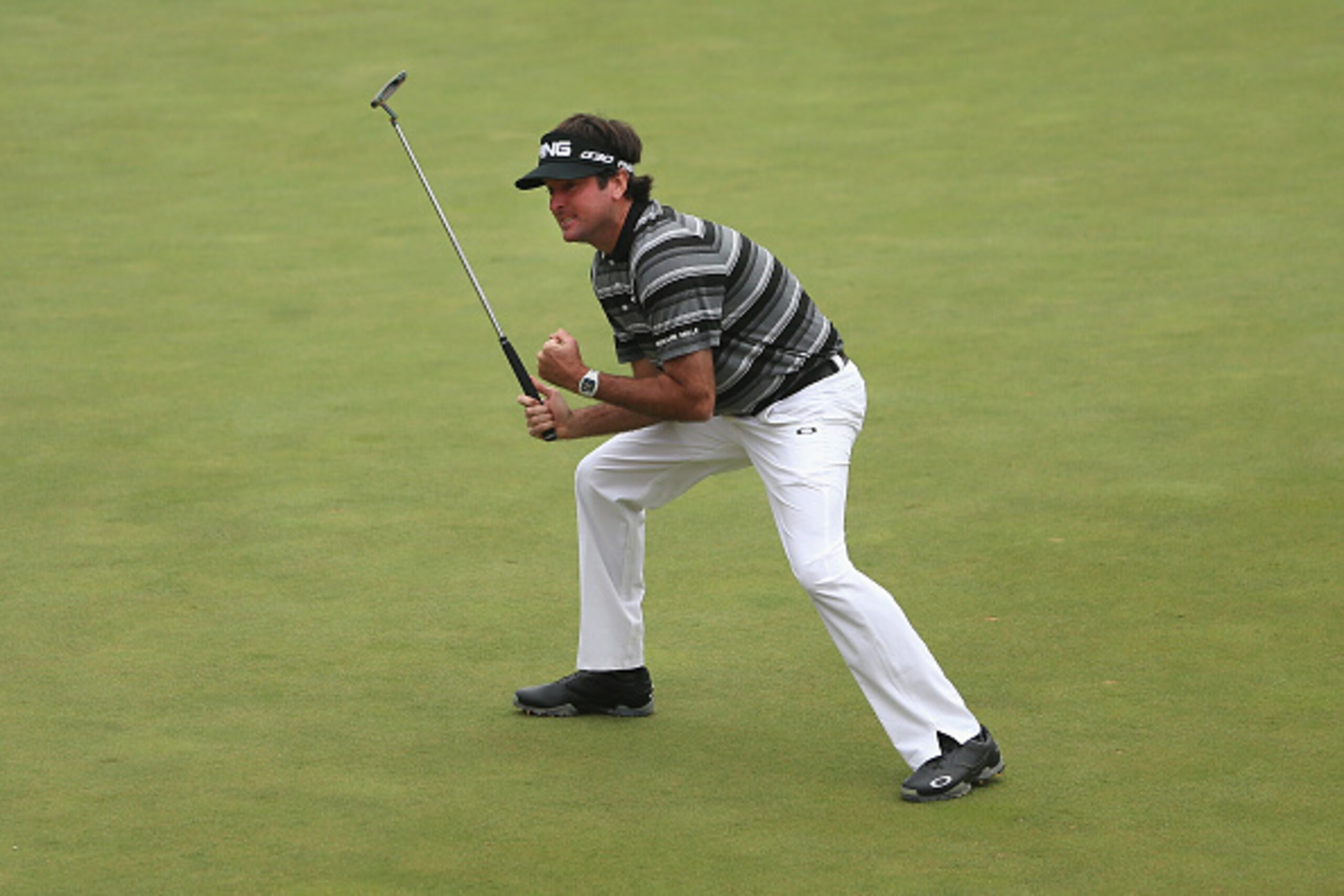 SHANGHAI, CHINA - NOVEMBER 09:  Bubba Watson of the USA celebrates on the first play-off hole as he wins the WGC - HSBC Champions at the Sheshan International Golf Club on November 9, 2014 in Shanghai, China.  (Photo by Andrew Redington/Getty Images)