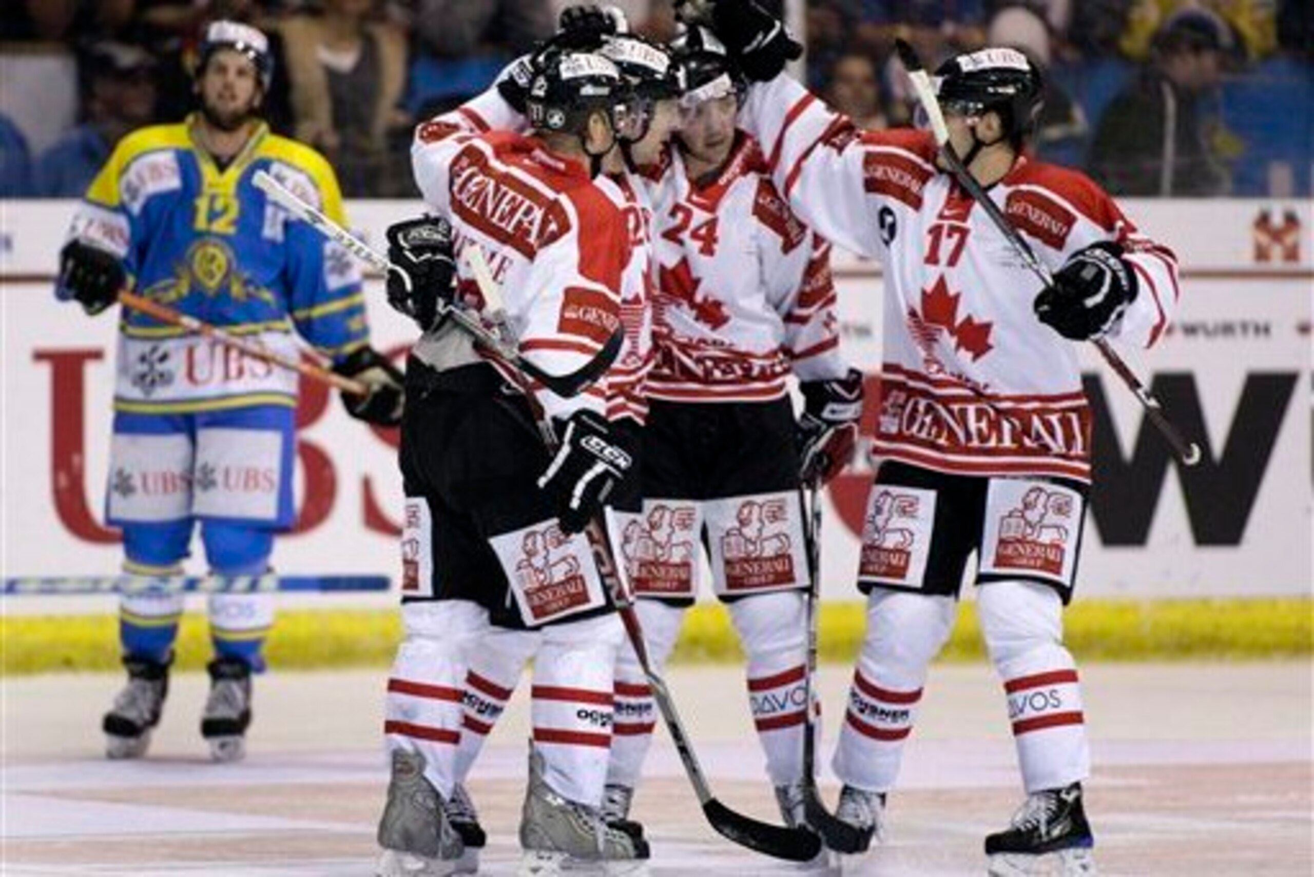 Hockey fans fear that jersey sponsorship in the NHL could look like the ad-splattered jerseys worn during the Spengler Cup.