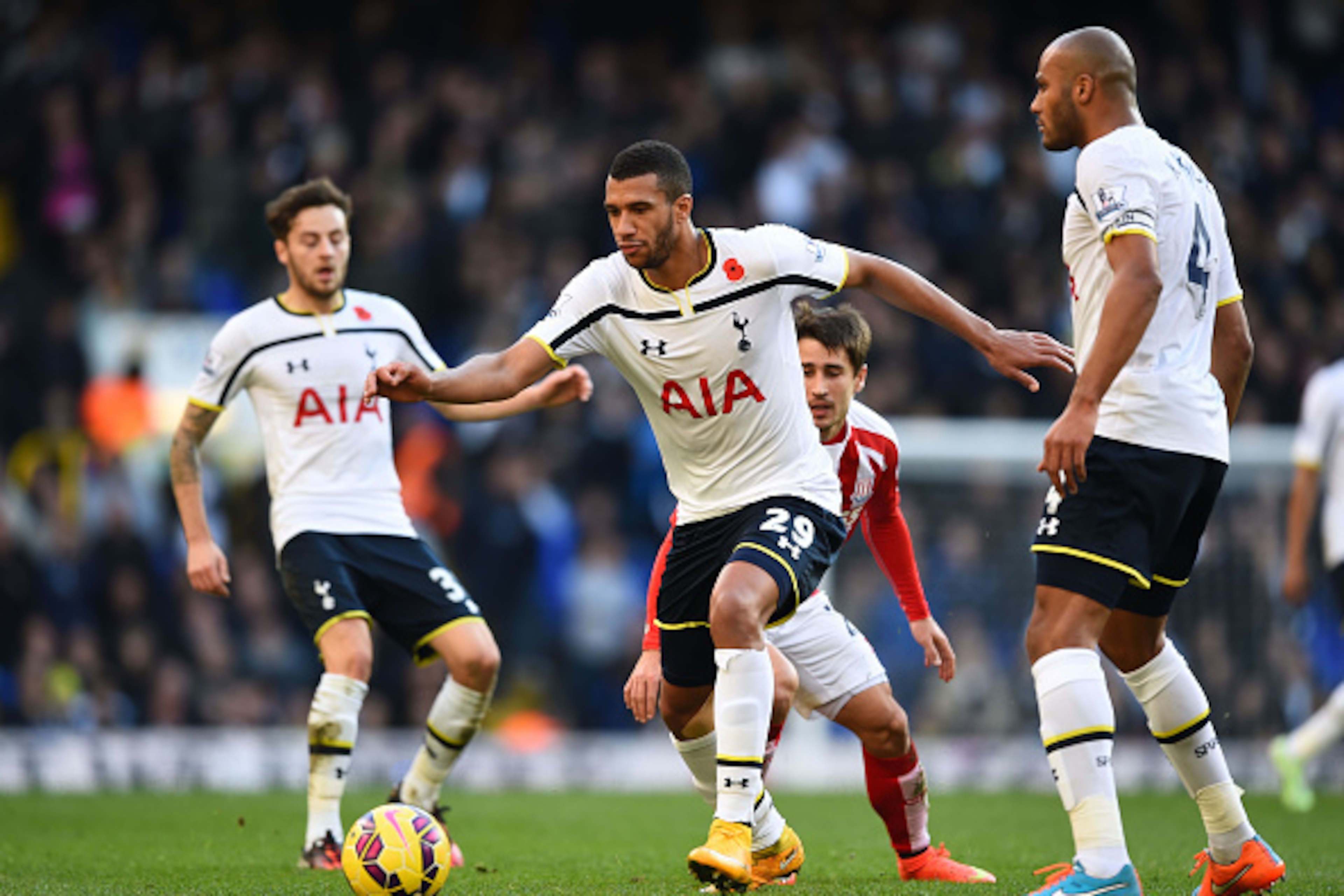 LONDON, ENGLAND - NOVEMBER 09:  Etienne Capoue of Spurs runs with the ball during the Barclays Premier League match between Tottenham Hotspur and Stoke City at White Hart Lane on November 9, 2014 in London, England.  (Photo by Shaun Botterill/Getty Images