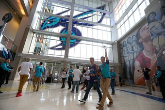 CHARLOTTE, NC - OCTOBER 29:  A general view of Charlotte Hornets fans on opening night before their game against the Milwaukee Bucks at Time Warner Cable Arena on October 29, 2014 in Charlotte, North Carolina.  NOTE TO USER: User expressly acknowledges an