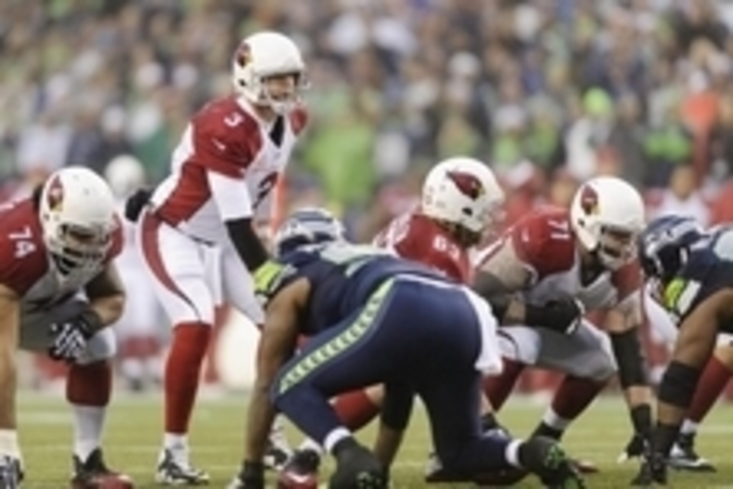 Dec 22, 2013; Seattle, WA, USA; Arizona Cardinals quarterback Carson Palmer (3) during the fourth quarter against the Seattle Seahawks at CenturyLink Field. Arizona defeated Seattle 17-10. Mandatory Credit: Steven Bisig-USA TODAY Sports
