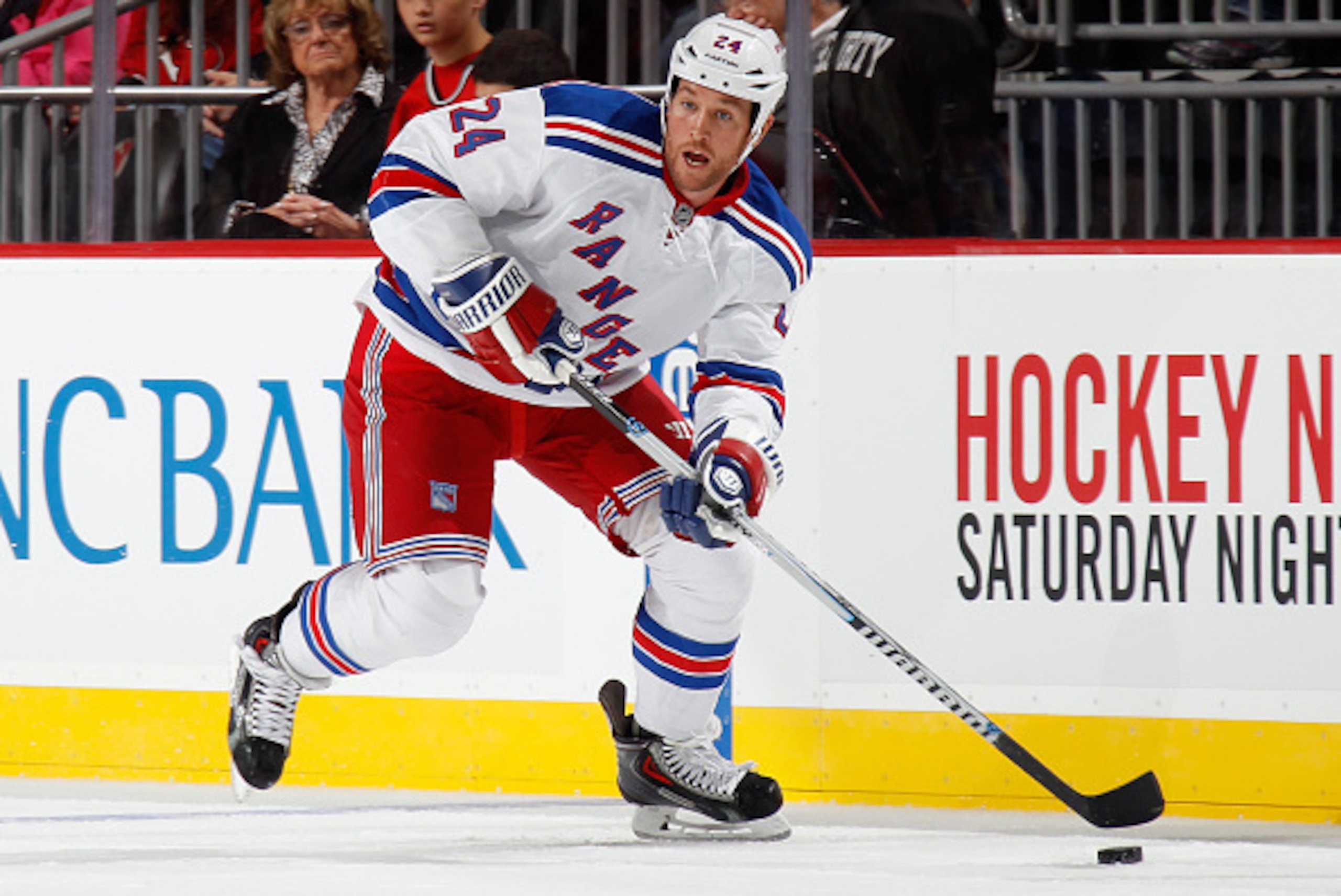 NEWARK, NJ - OCTOBER 04:  Ryan Malone #24 of the New York Rangers skates against the New Jersey Devils at the Prudential Center on October 4, 2014 in Newark, New Jersey. The Devils shutout the Rangers 3-0.  (Photo by Bruce Bennett/Getty Images)